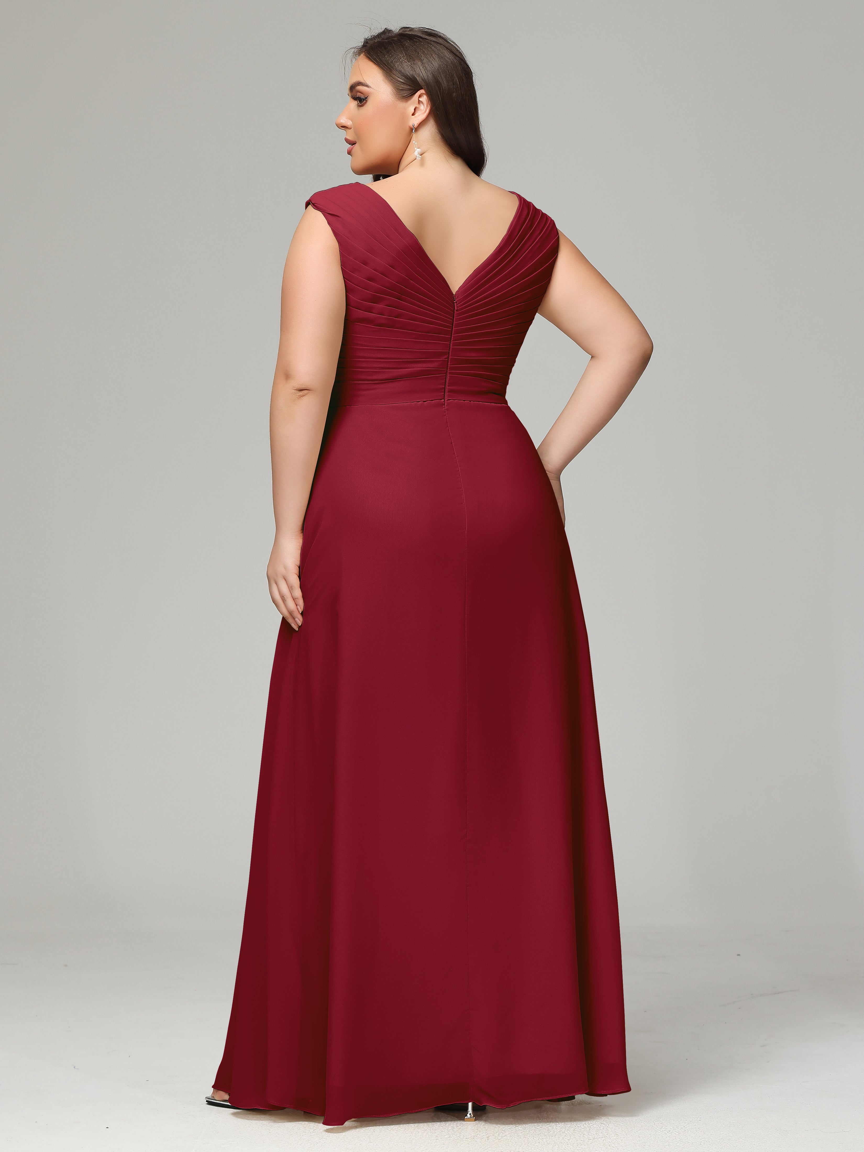 V-back Chiffon Bridesmaid Dress Plus Size