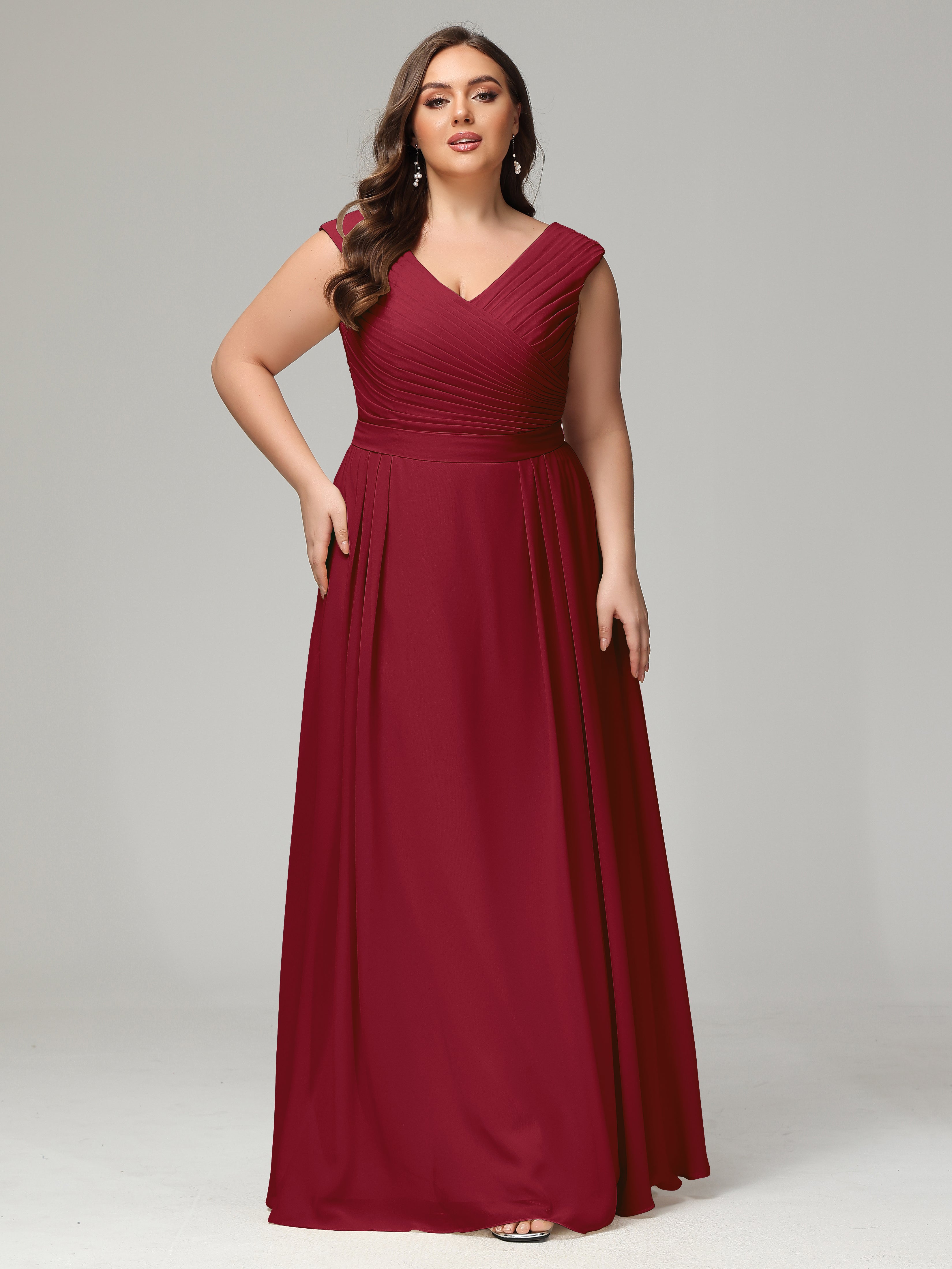 V-back Chiffon Bridesmaid Dress Plus Size