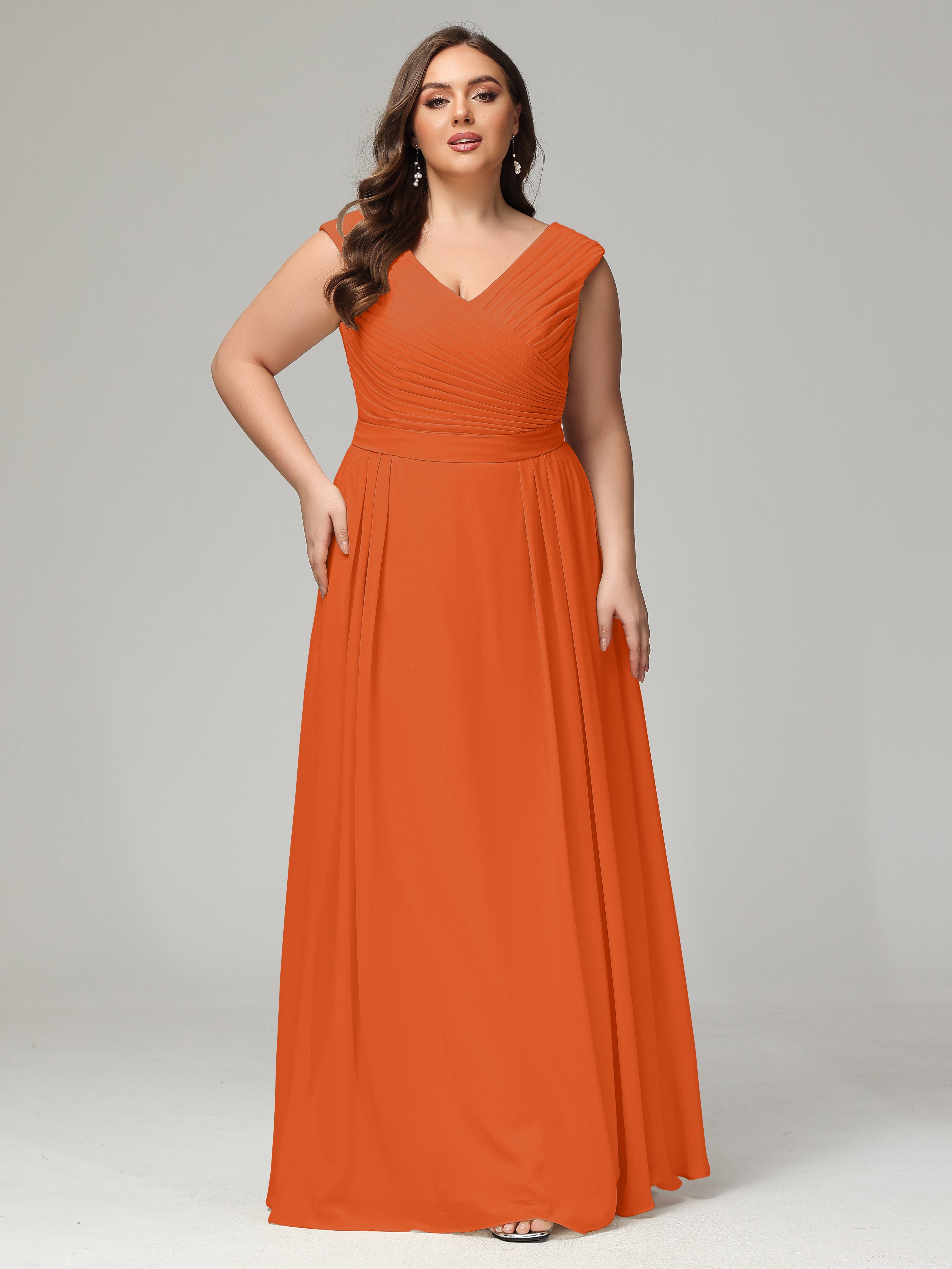 V-back Chiffon Bridesmaid Dress Plus Size