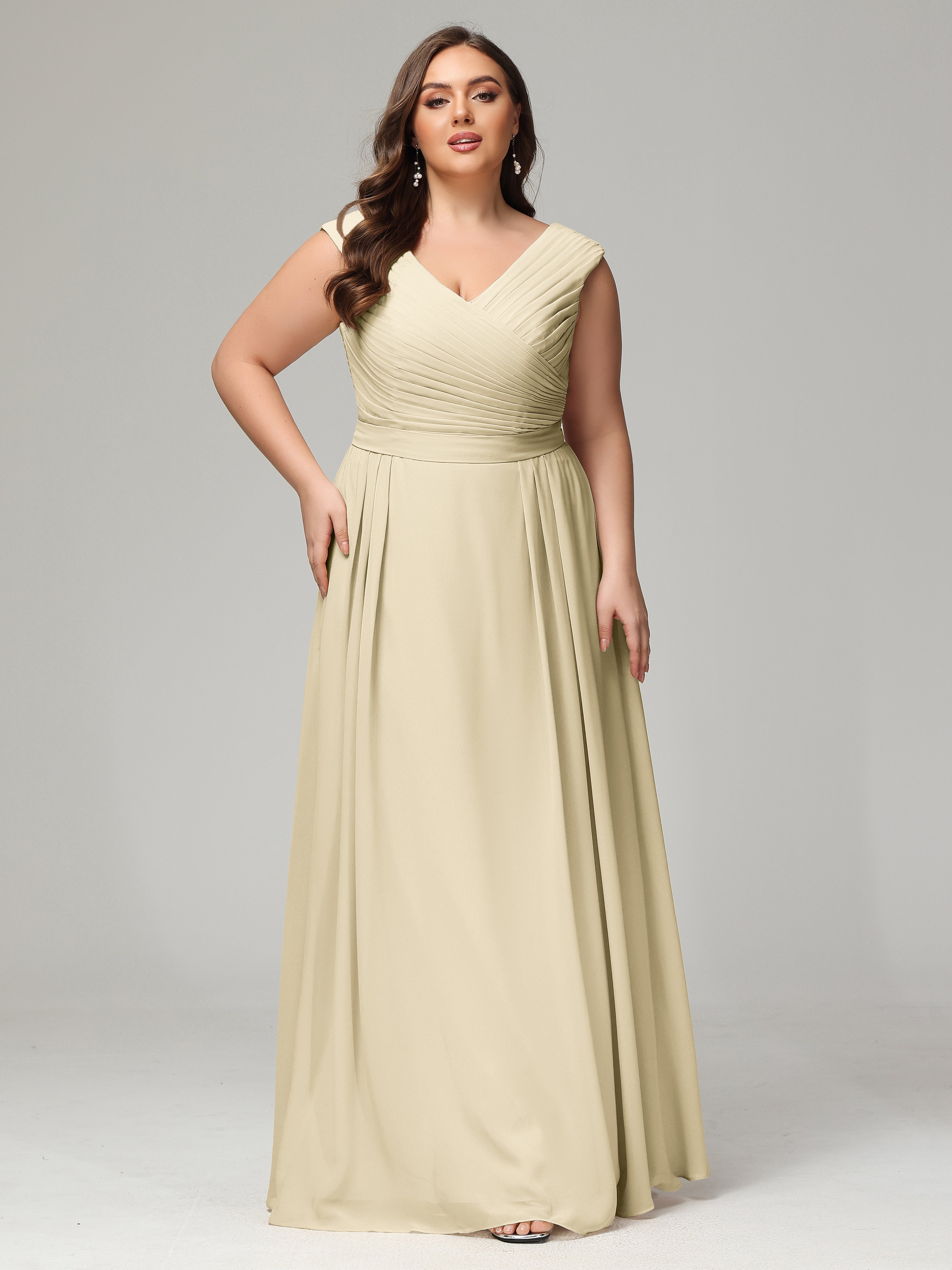 V-back Chiffon Bridesmaid Dress Plus Size