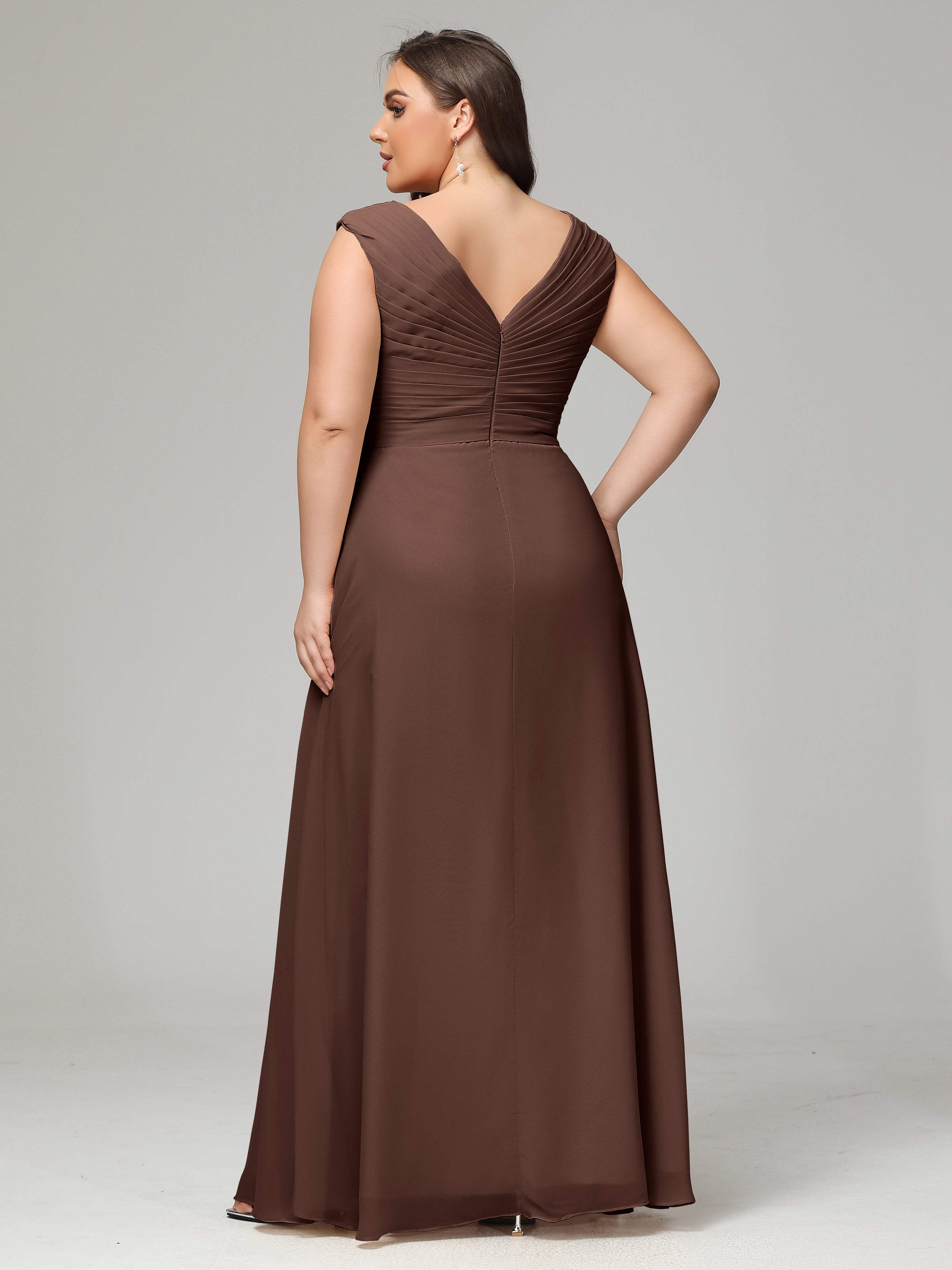 V-back Chiffon Bridesmaid Dress Plus Size