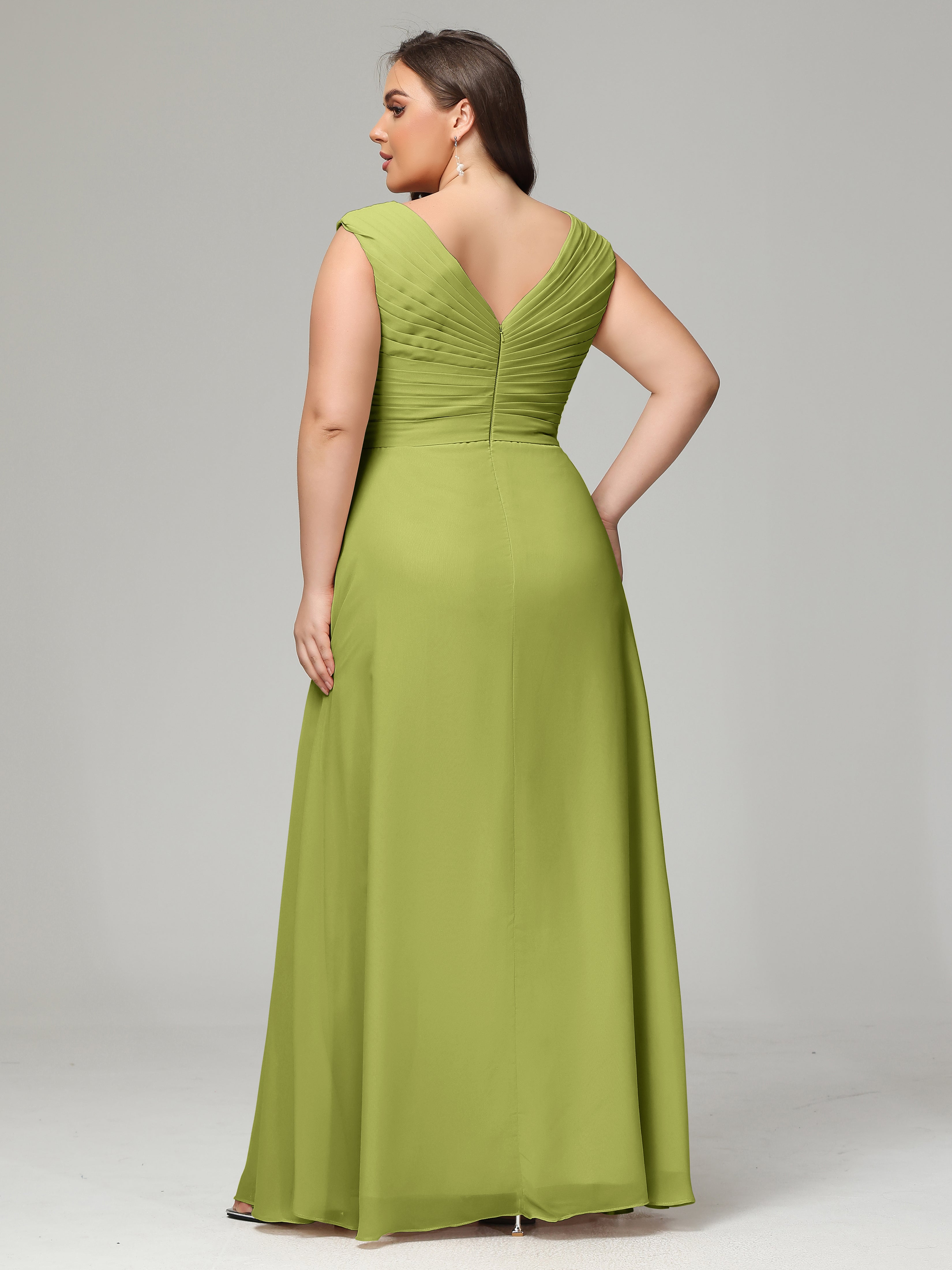 V-back Chiffon Bridesmaid Dress Plus Size