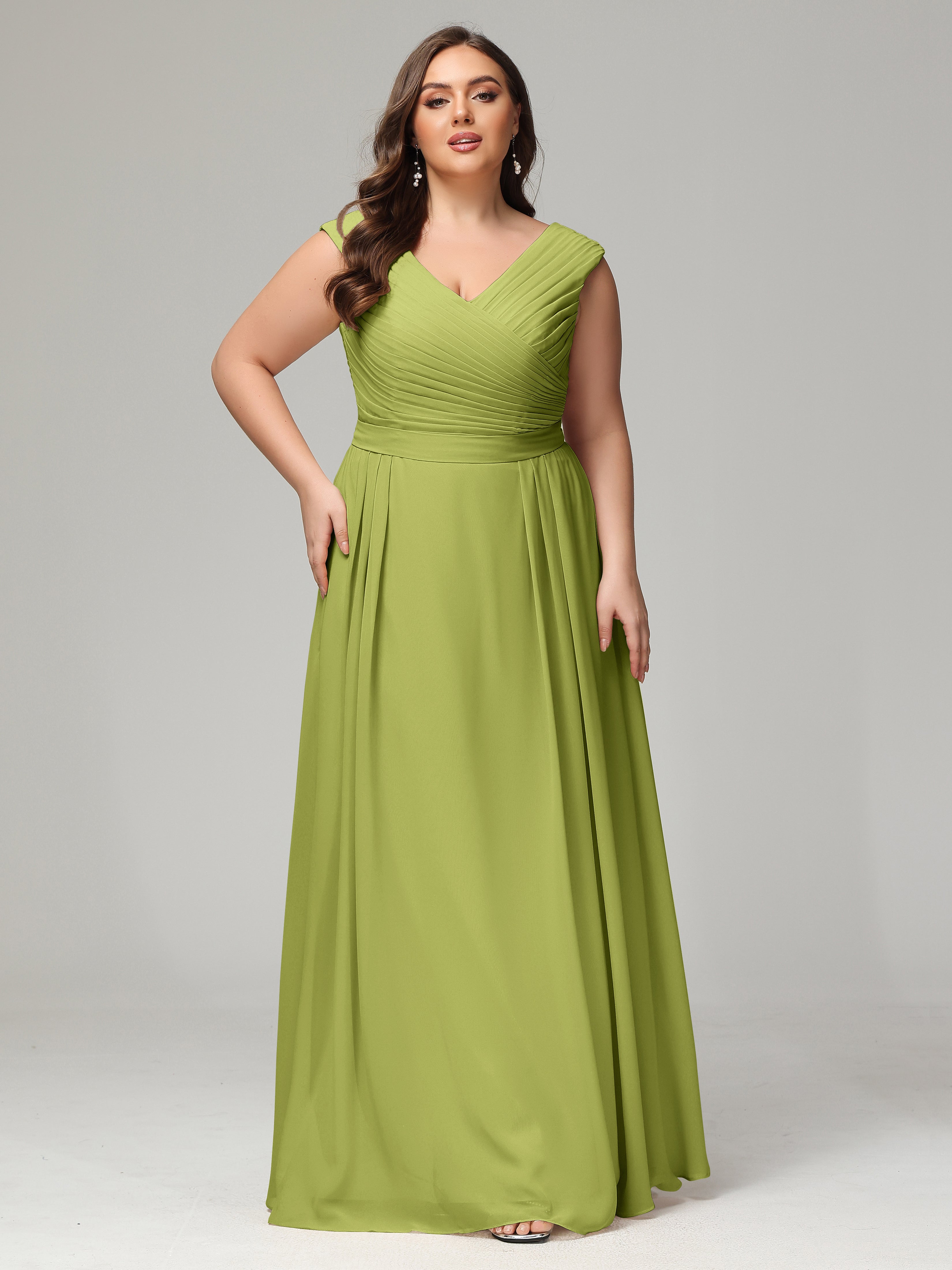 V-back Chiffon Bridesmaid Dress Plus Size