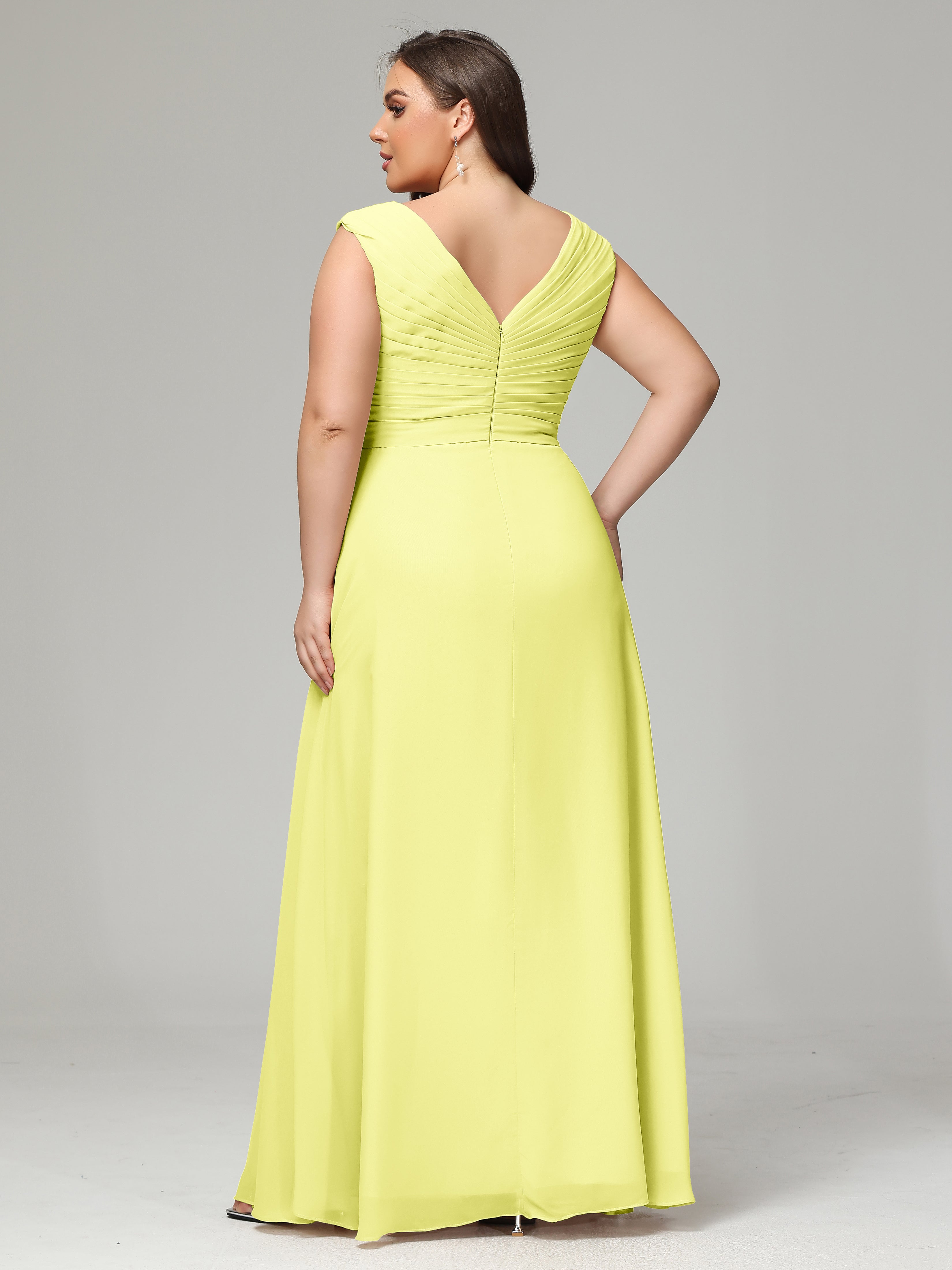 V-back Chiffon Bridesmaid Dress Plus Size