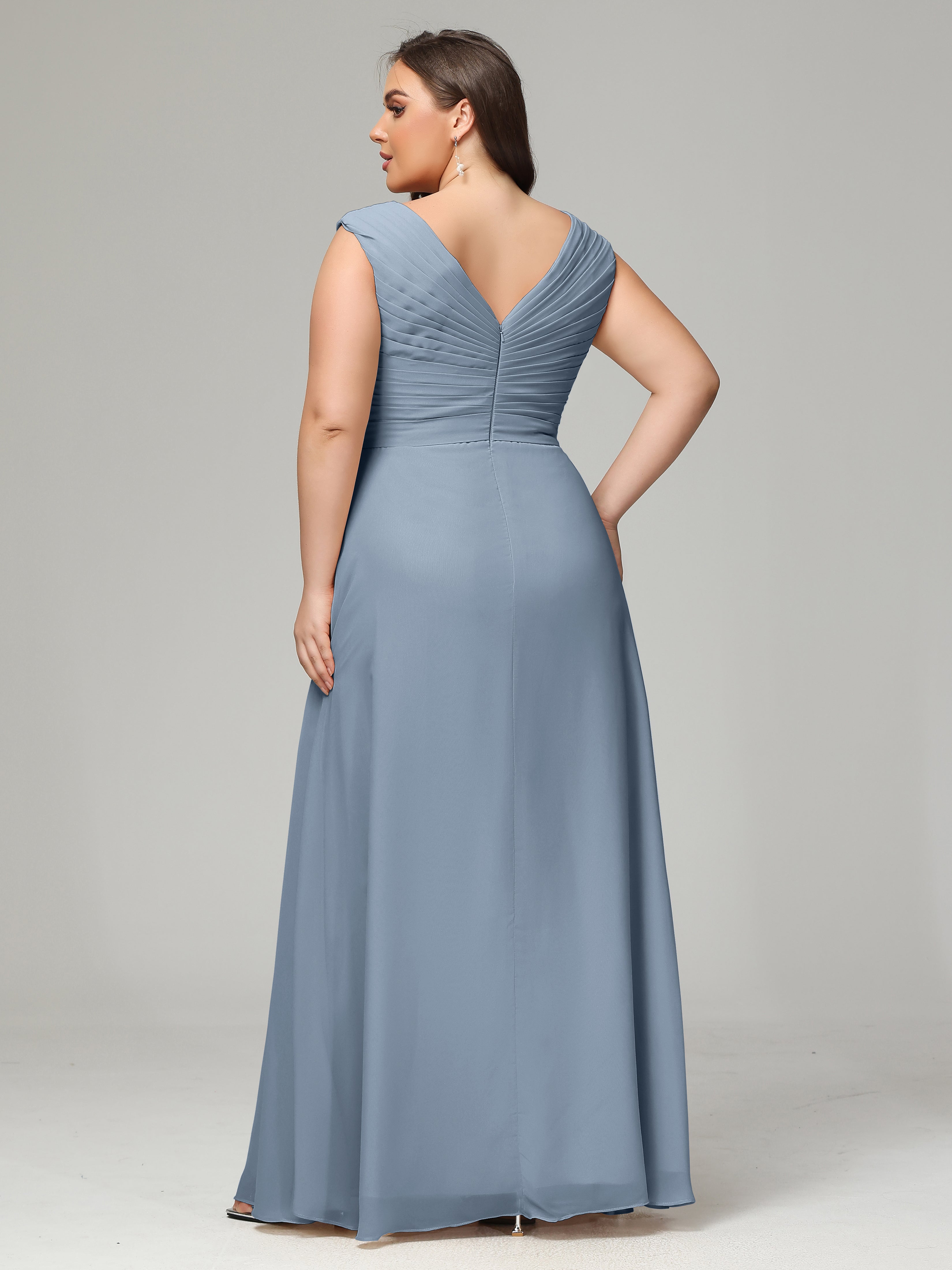 V-back Chiffon Bridesmaid Dress Plus Size