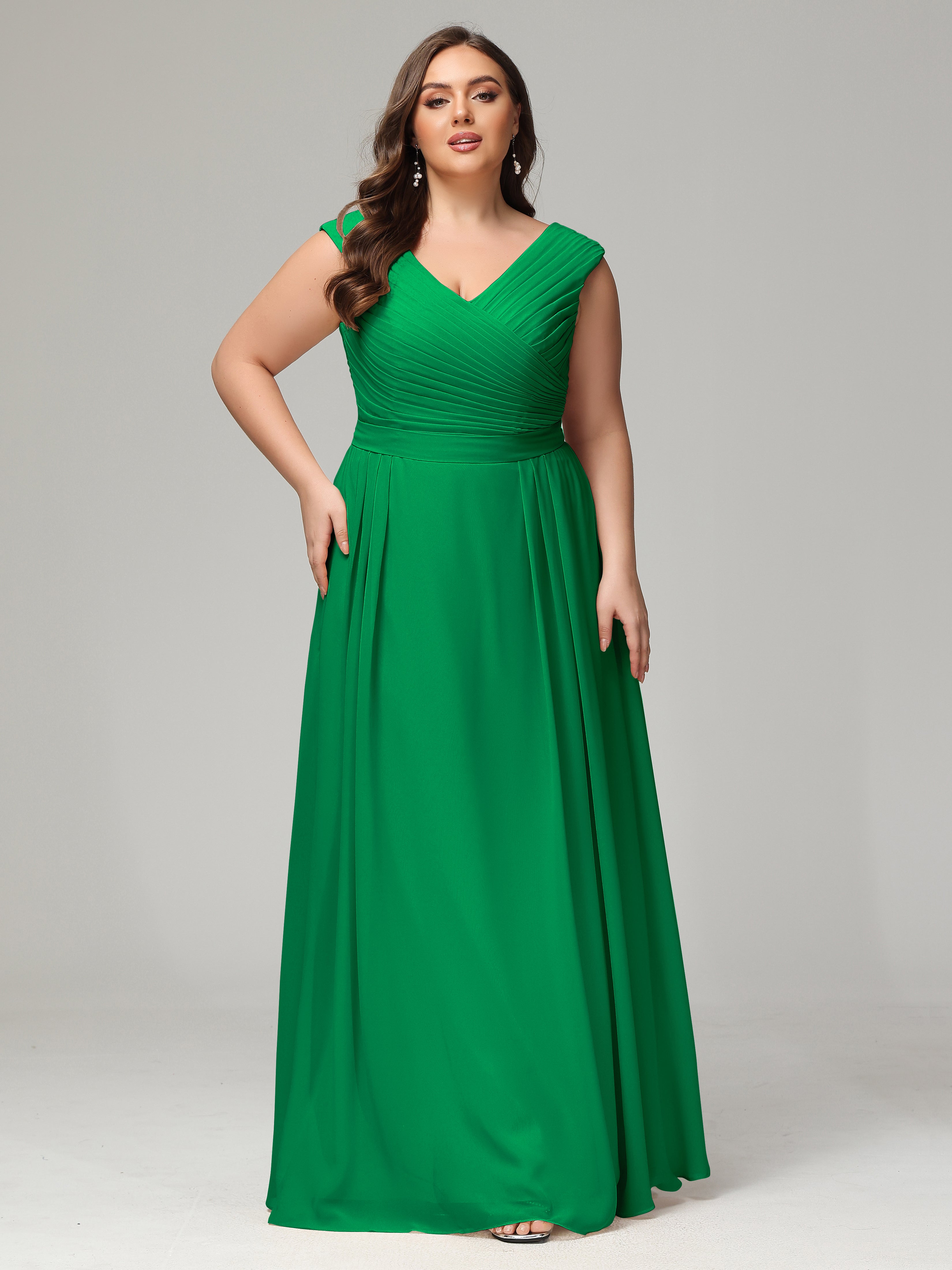 V-back Chiffon Bridesmaid Dress Plus Size