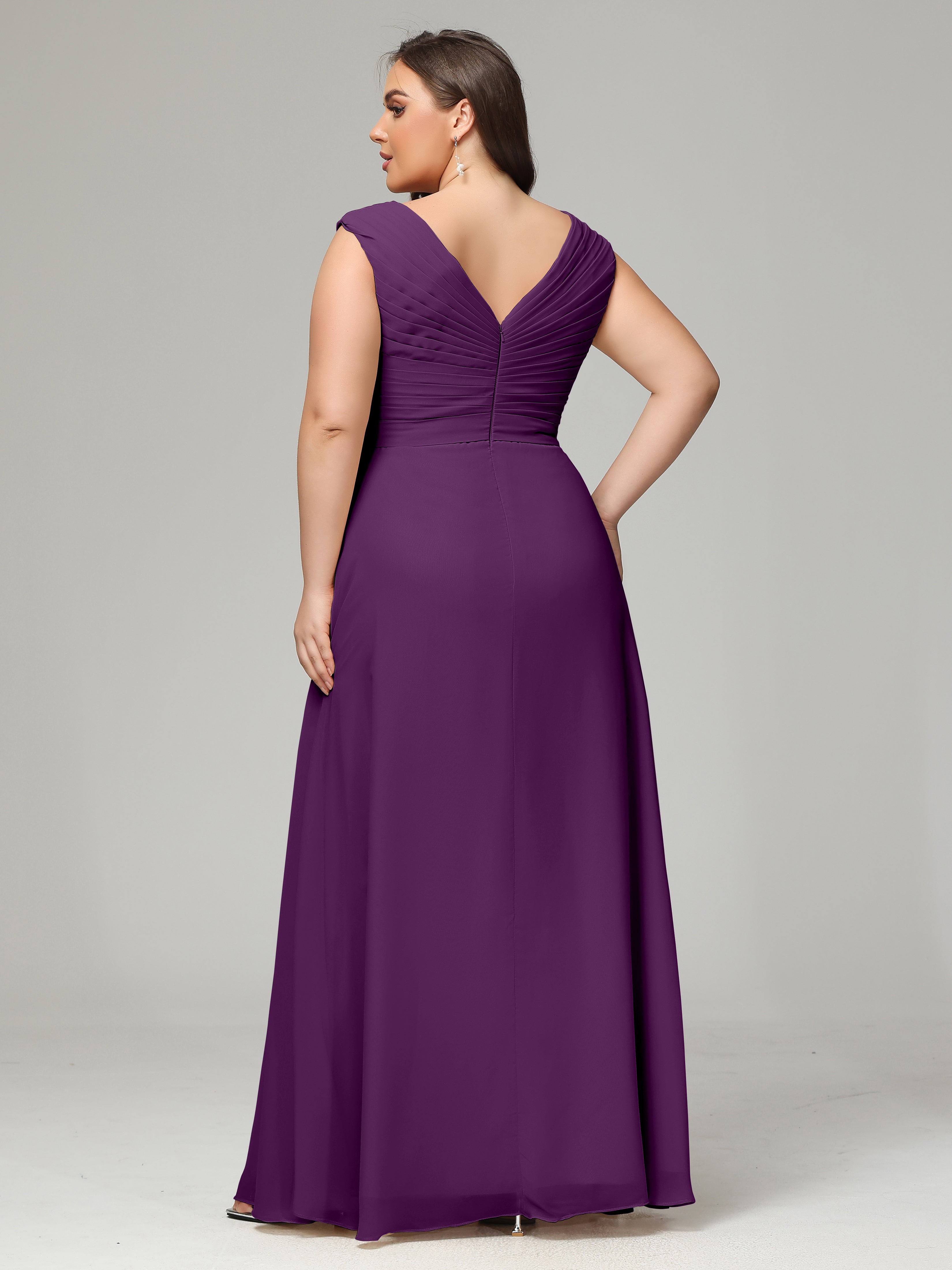 V-back Chiffon Bridesmaid Dress Plus Size