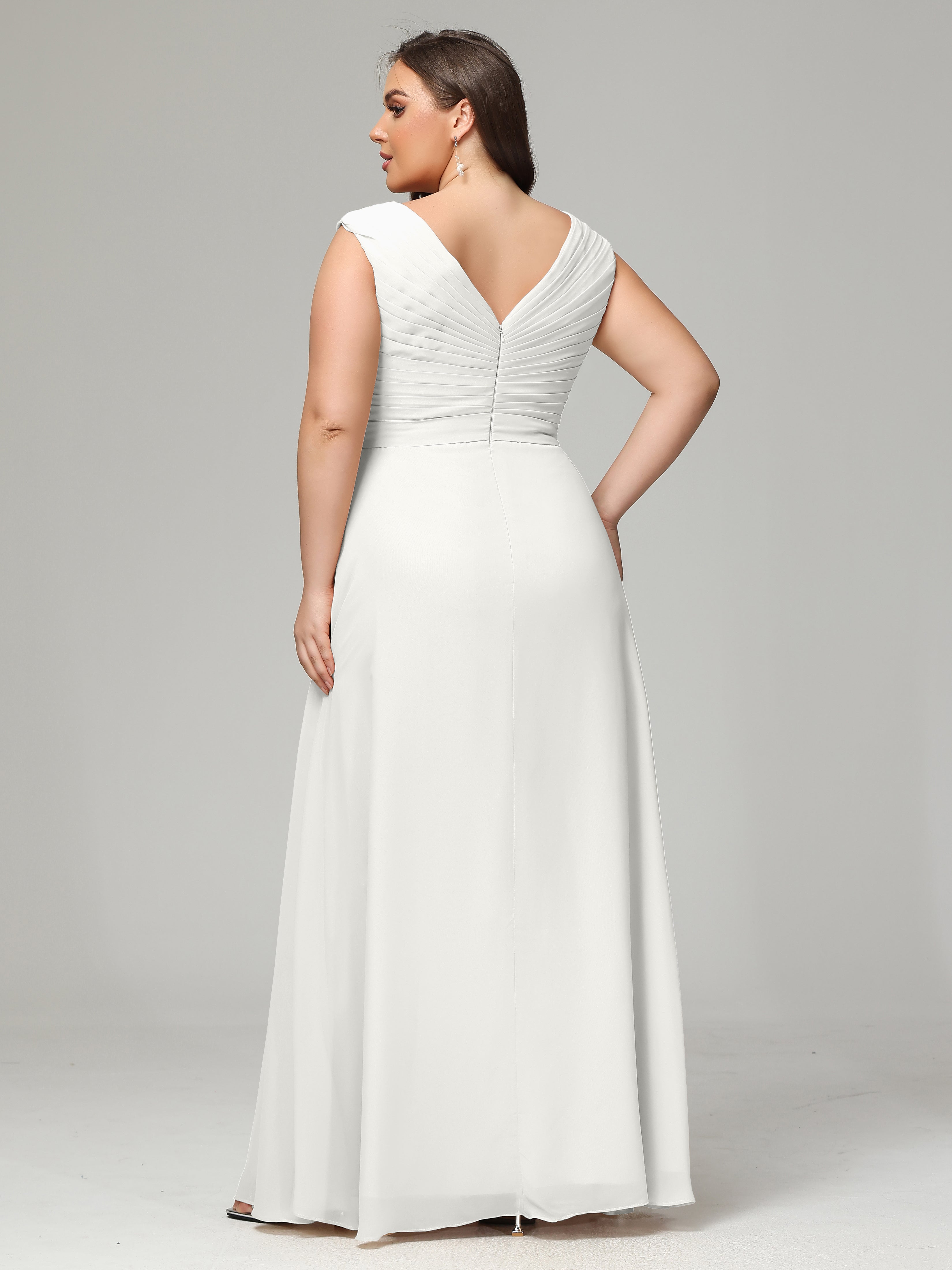 V-back Chiffon Bridesmaid Dress Plus Size