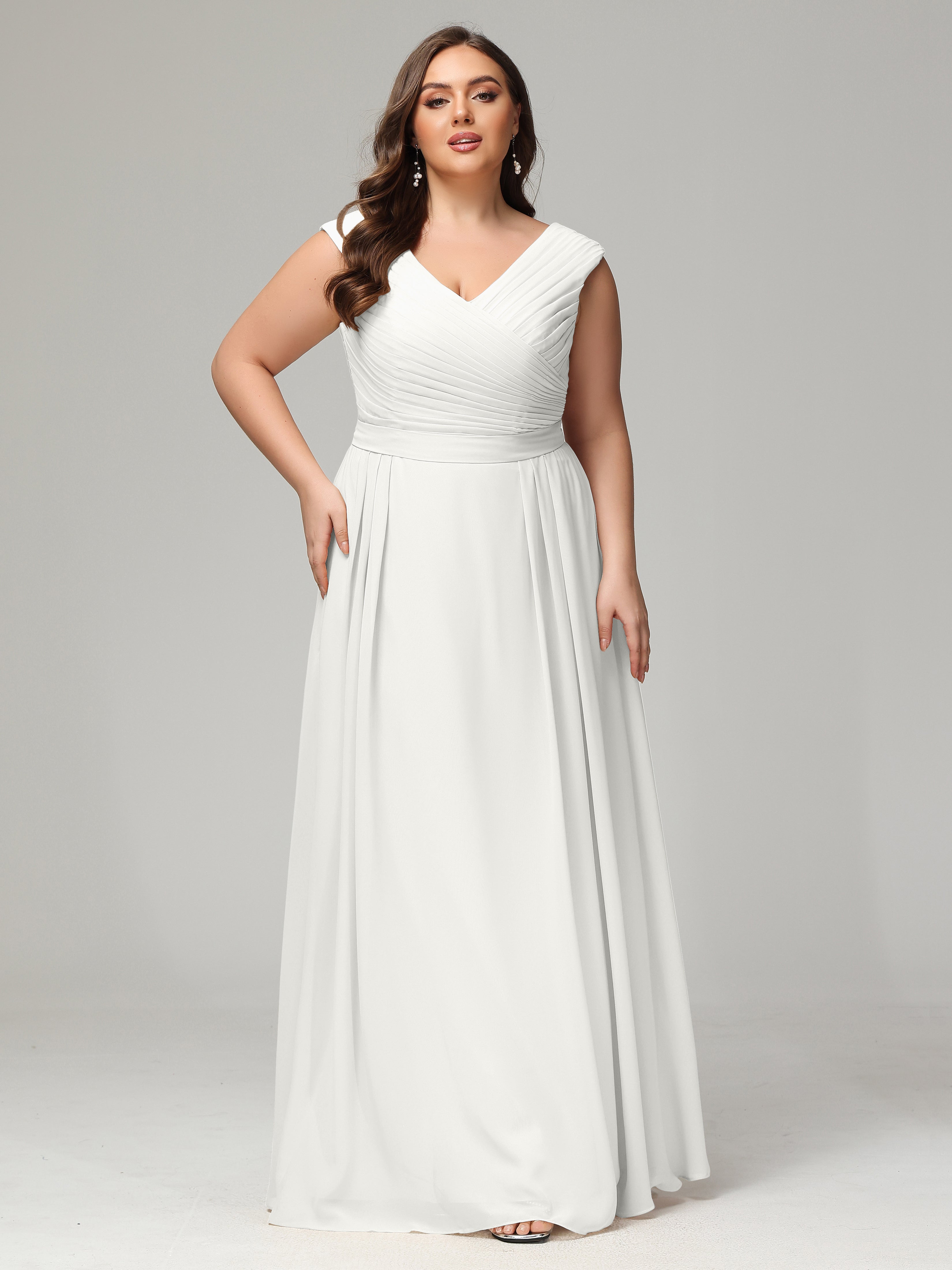 V-back Chiffon Bridesmaid Dress Plus Size