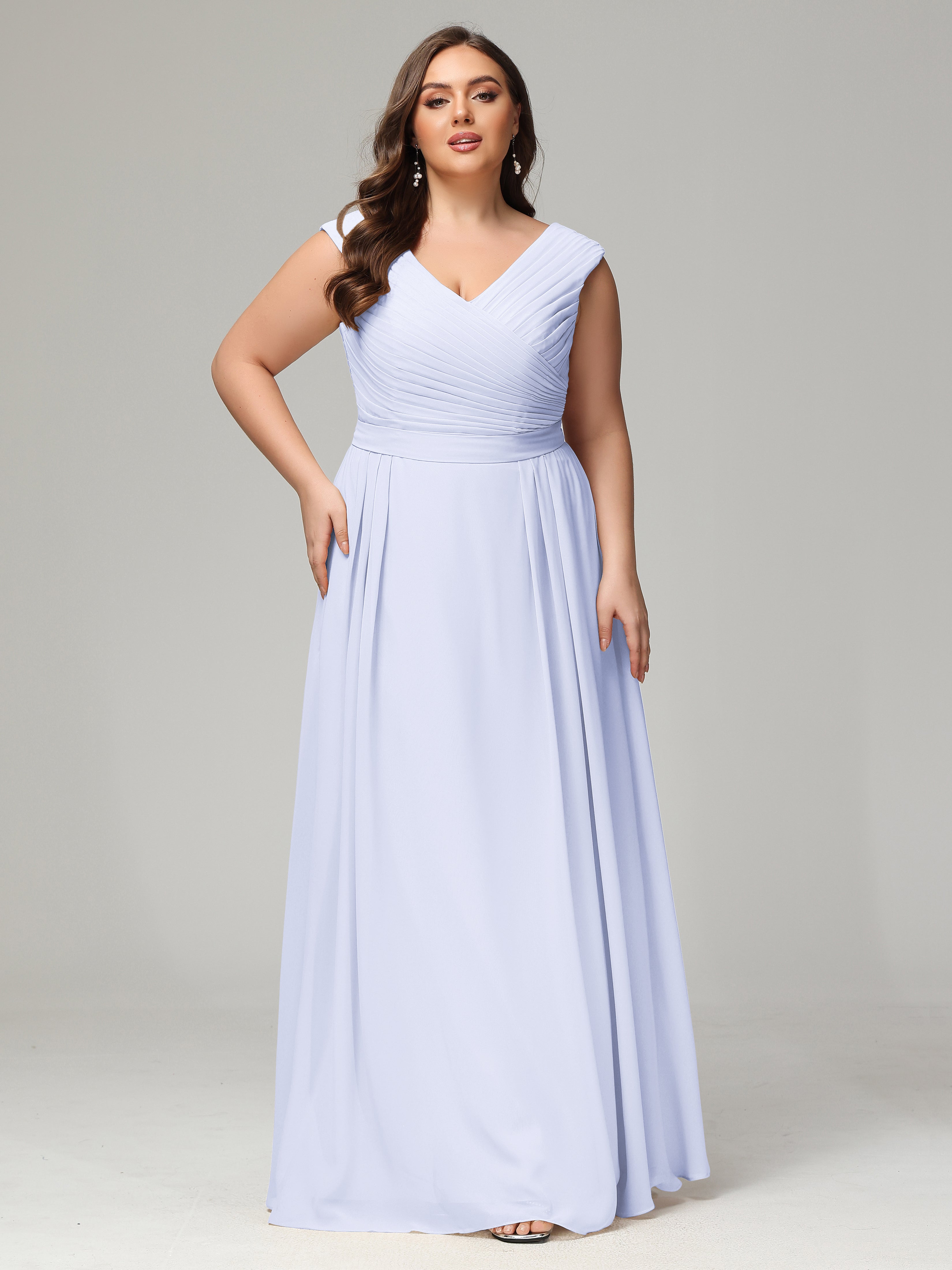 V-back Chiffon Bridesmaid Dress Plus Size