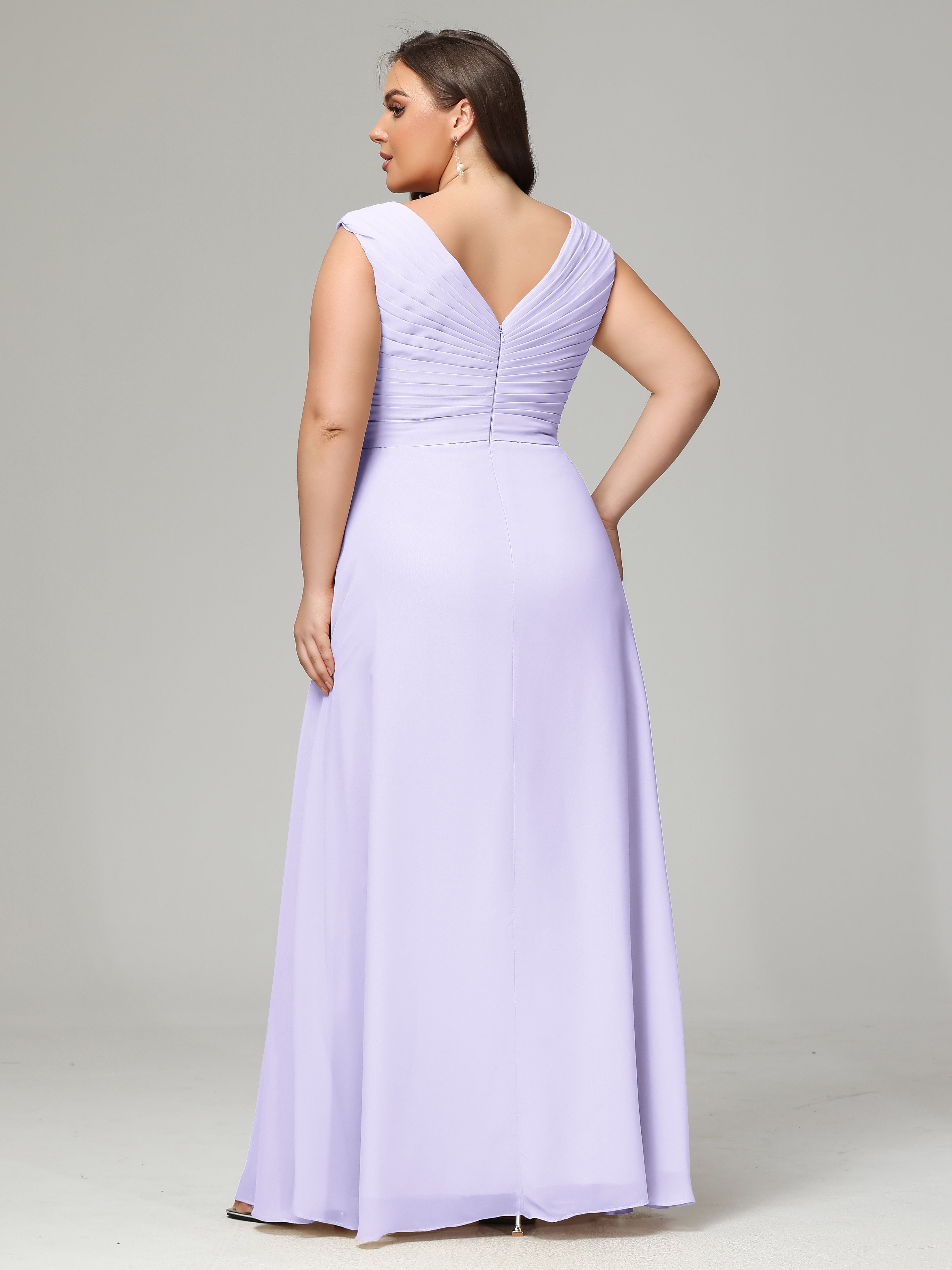 V-back Chiffon Bridesmaid Dress Plus Size