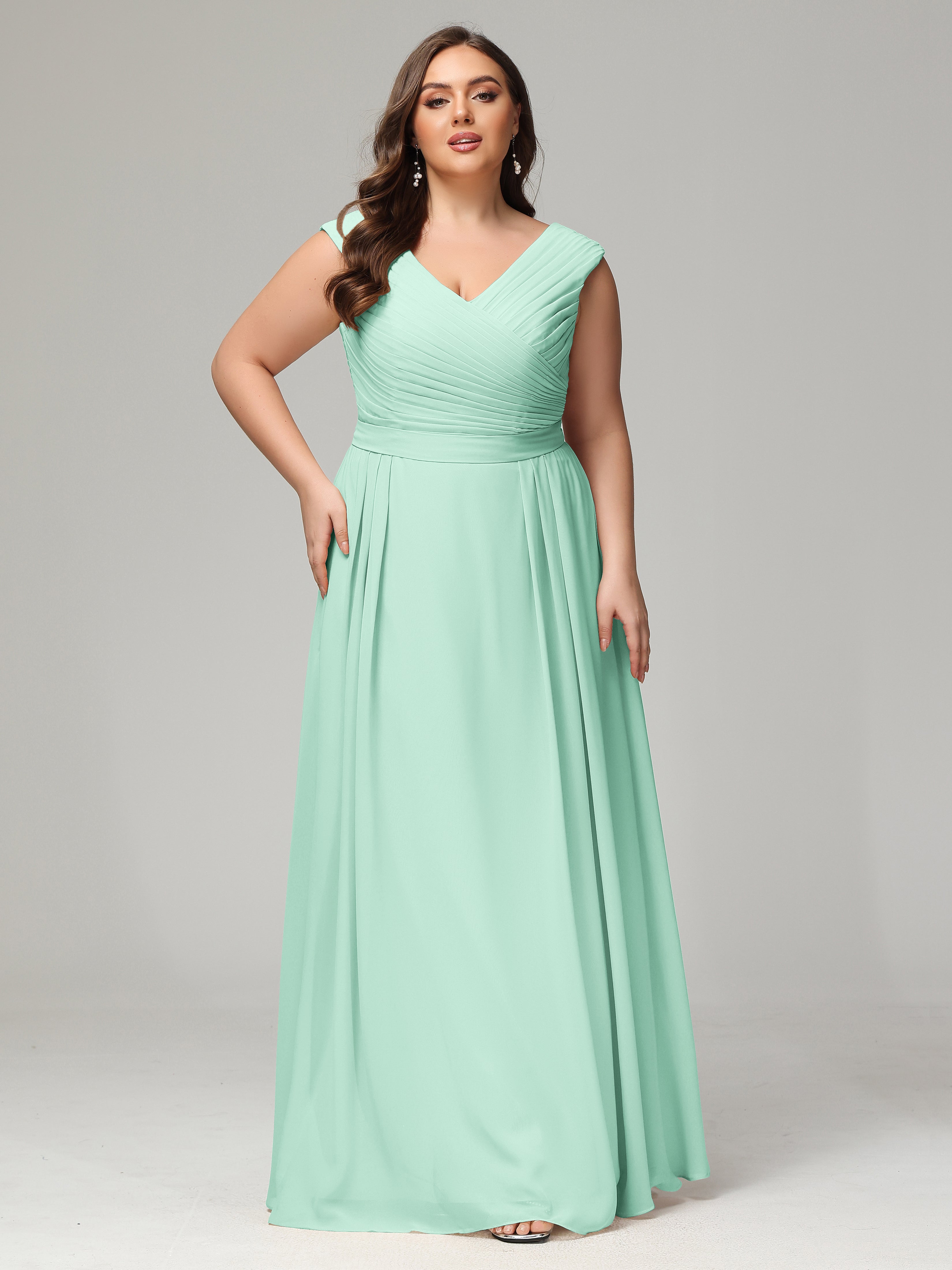 V-back Chiffon Bridesmaid Dress Plus Size