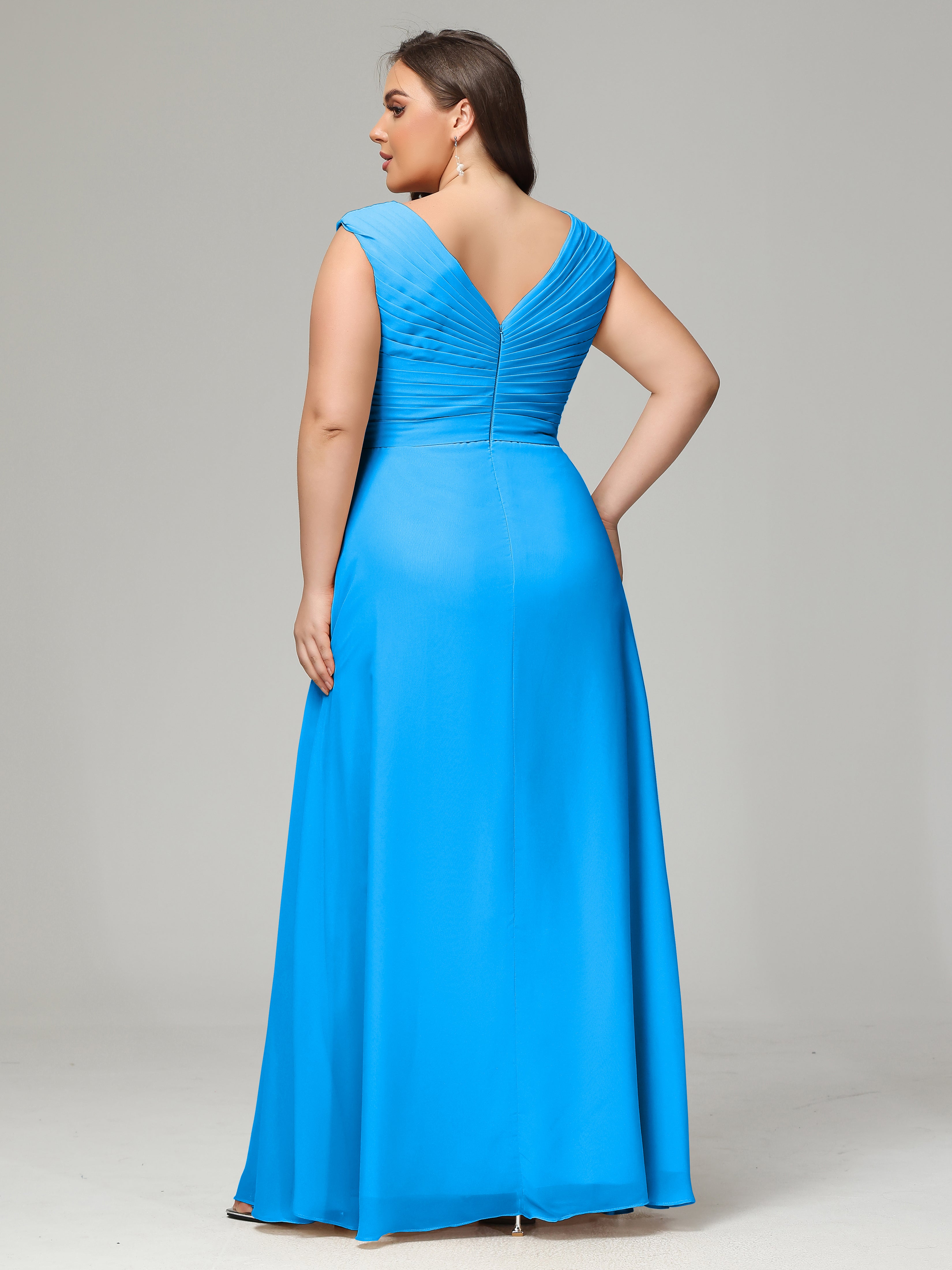 V-back Chiffon Bridesmaid Dress Plus Size