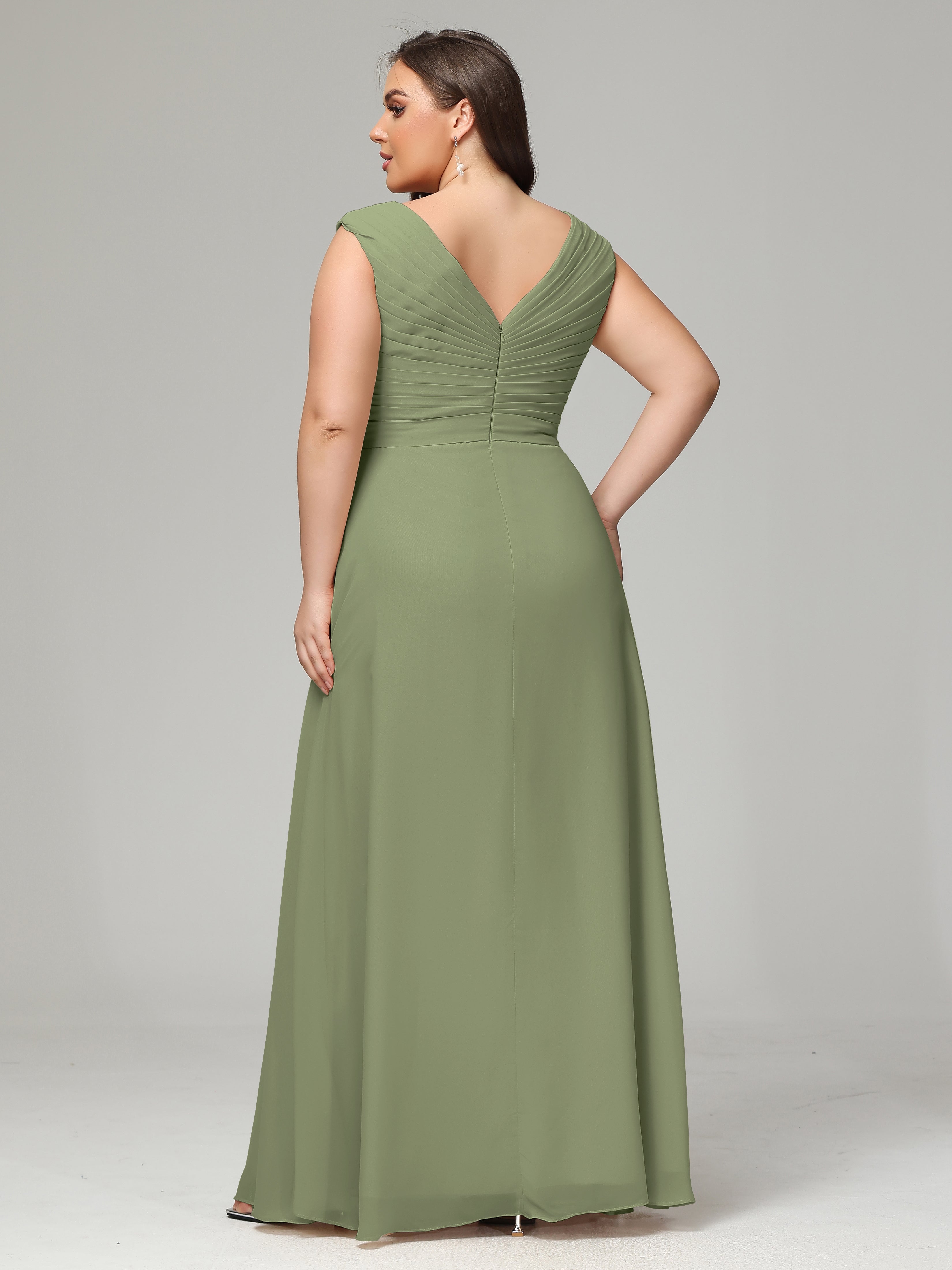 V-back Chiffon Bridesmaid Dress Plus Size