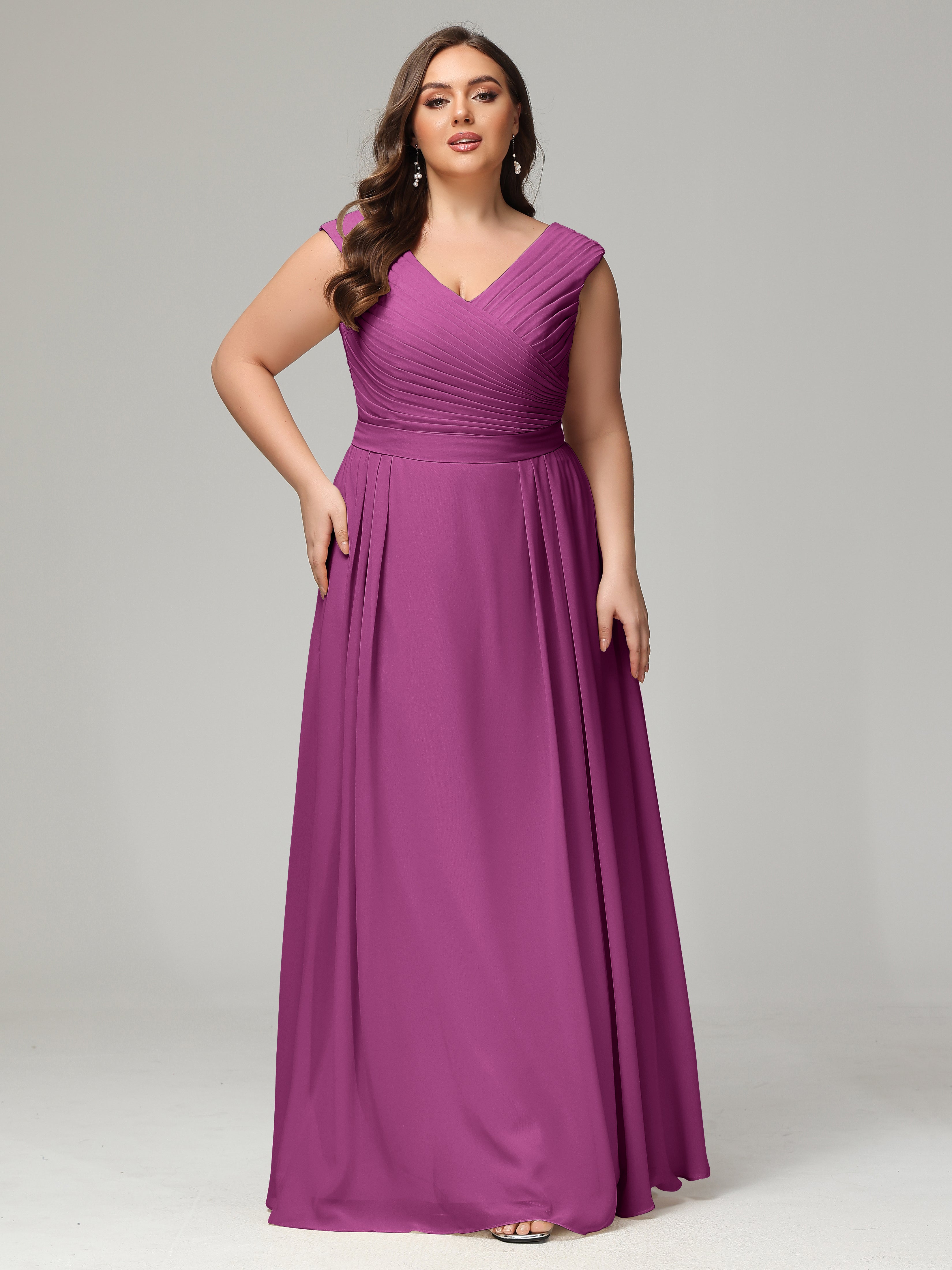 V-back Chiffon Bridesmaid Dress Plus Size