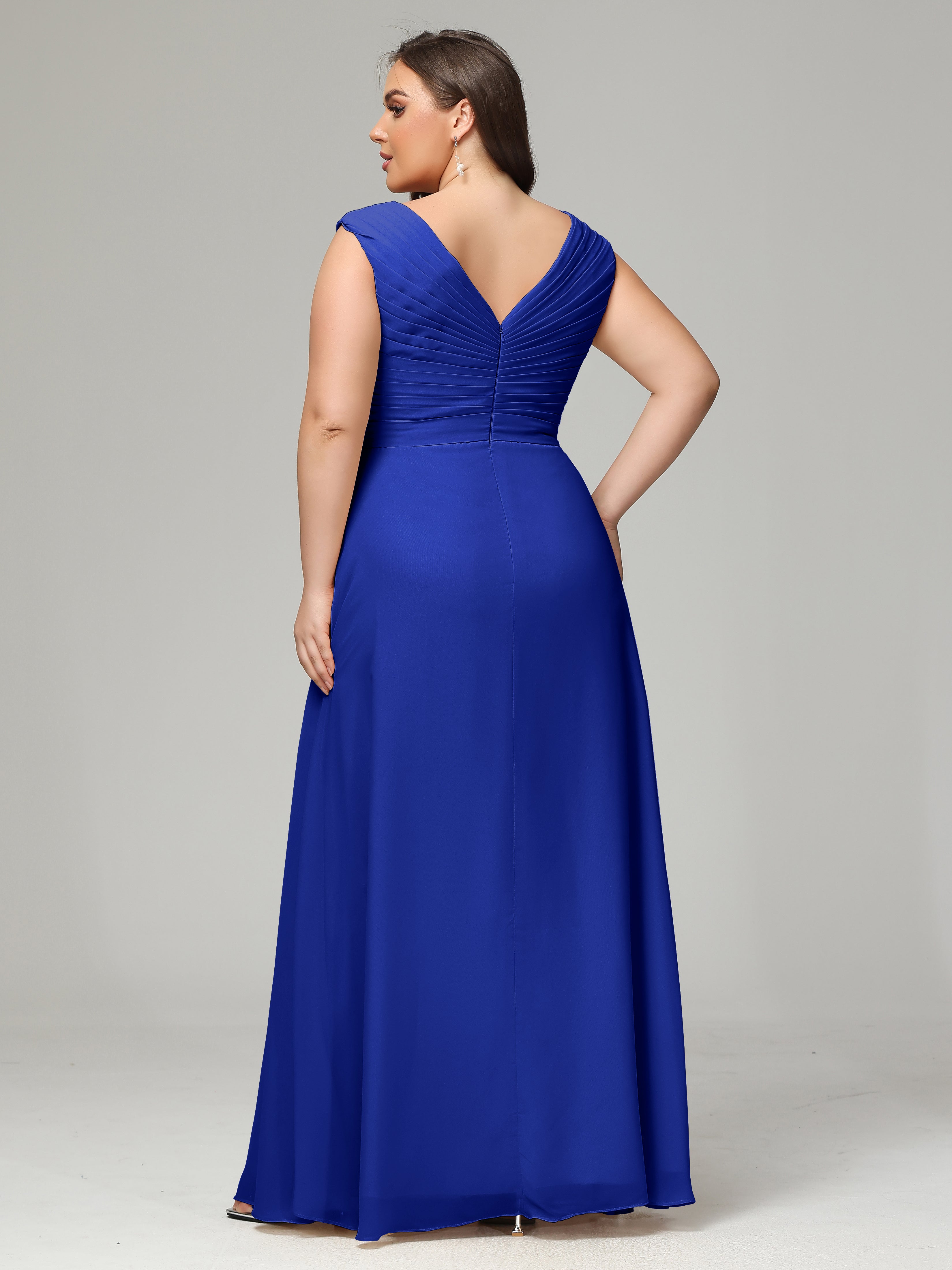 V-back Chiffon Bridesmaid Dress Plus Size