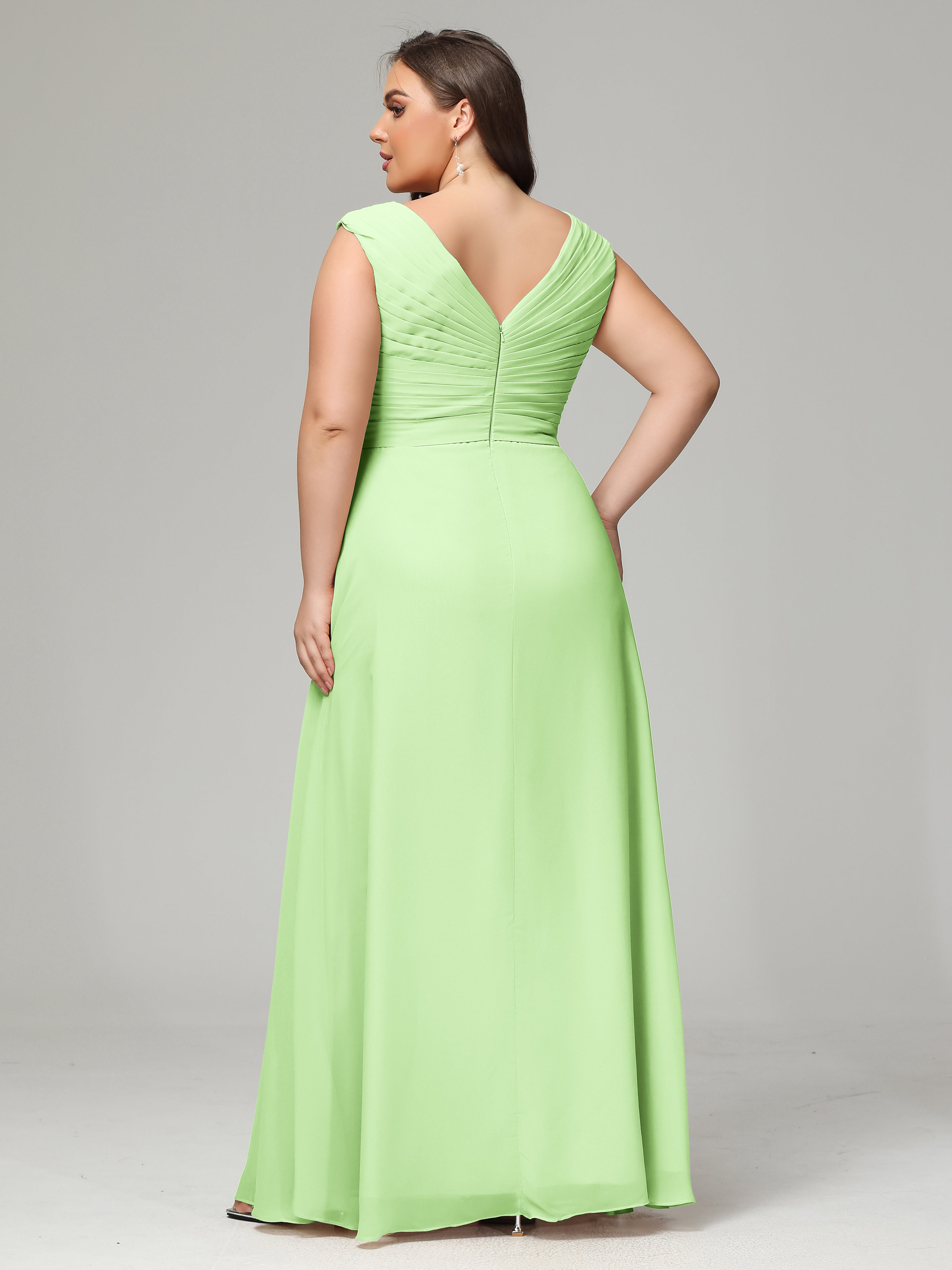 V-back Chiffon Bridesmaid Dress Plus Size