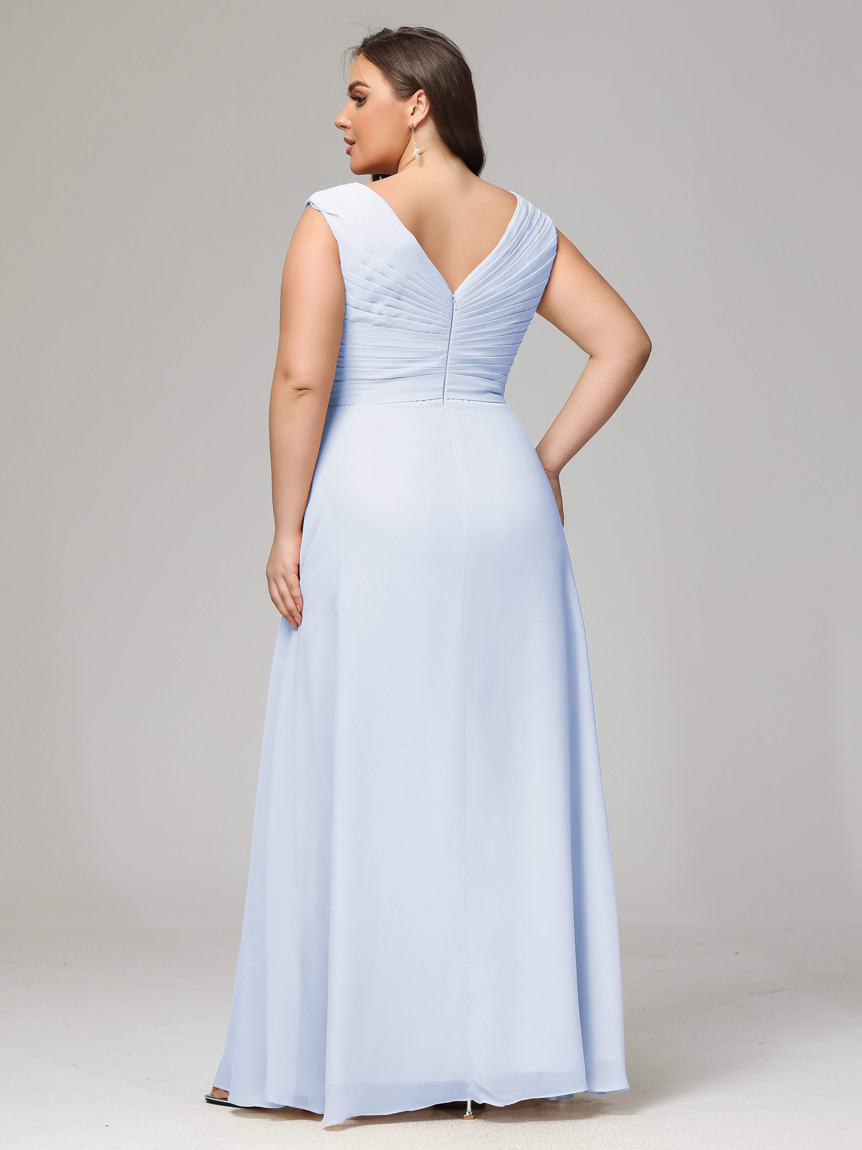 V-back Chiffon Bridesmaid Dress Plus Size