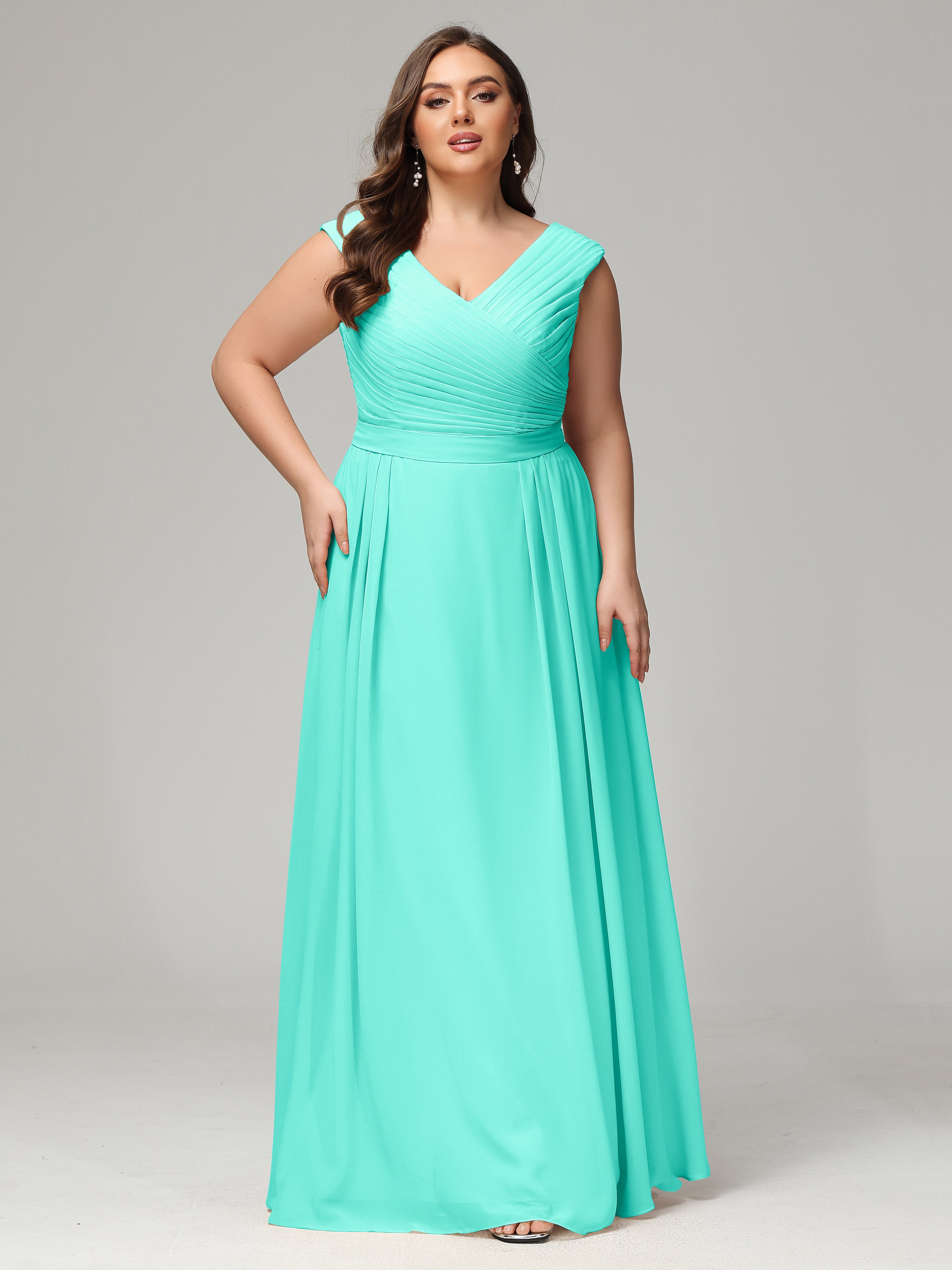 V-back Chiffon Bridesmaid Dress Plus Size