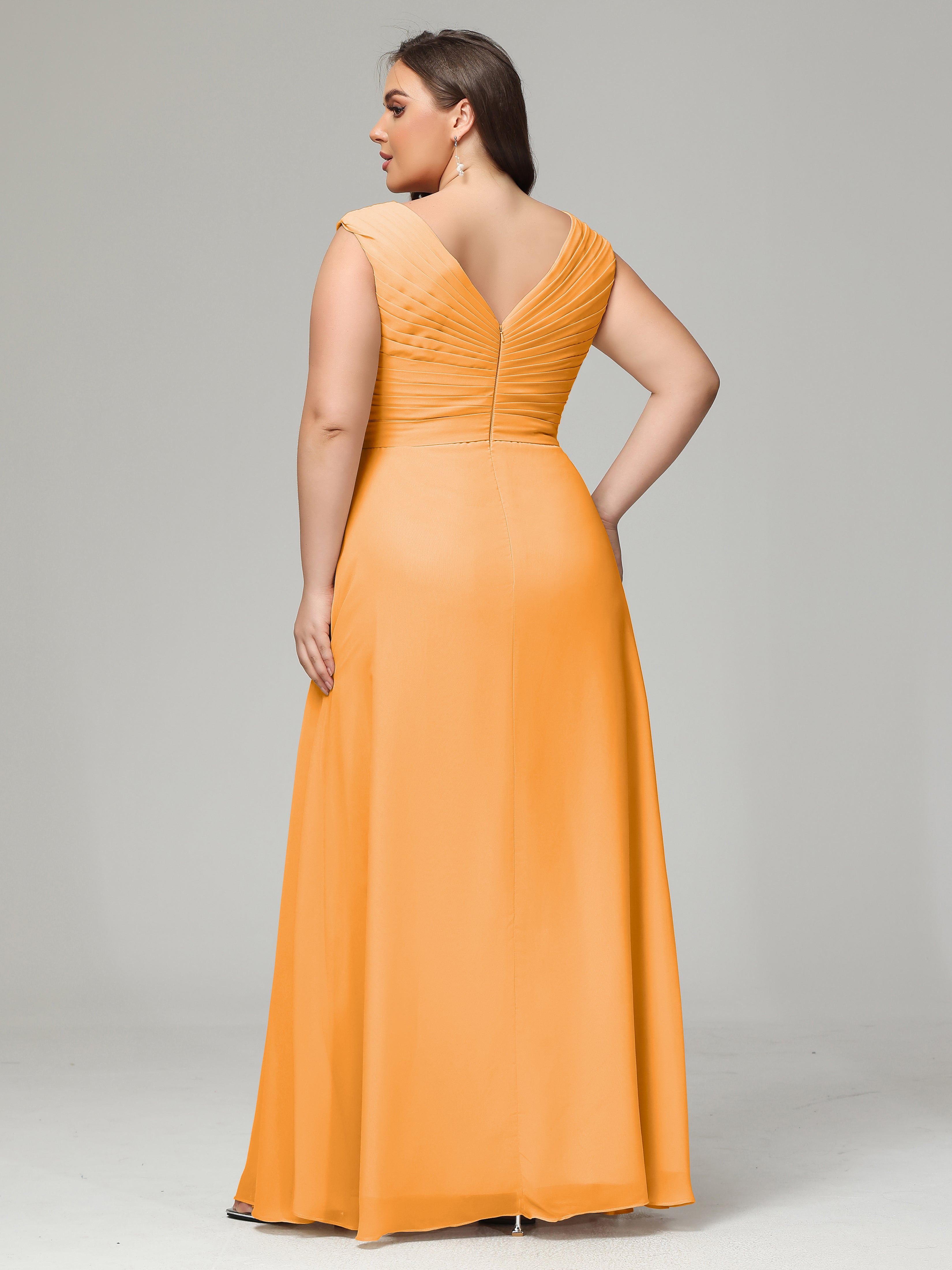 V-back Chiffon Bridesmaid Dress Plus Size