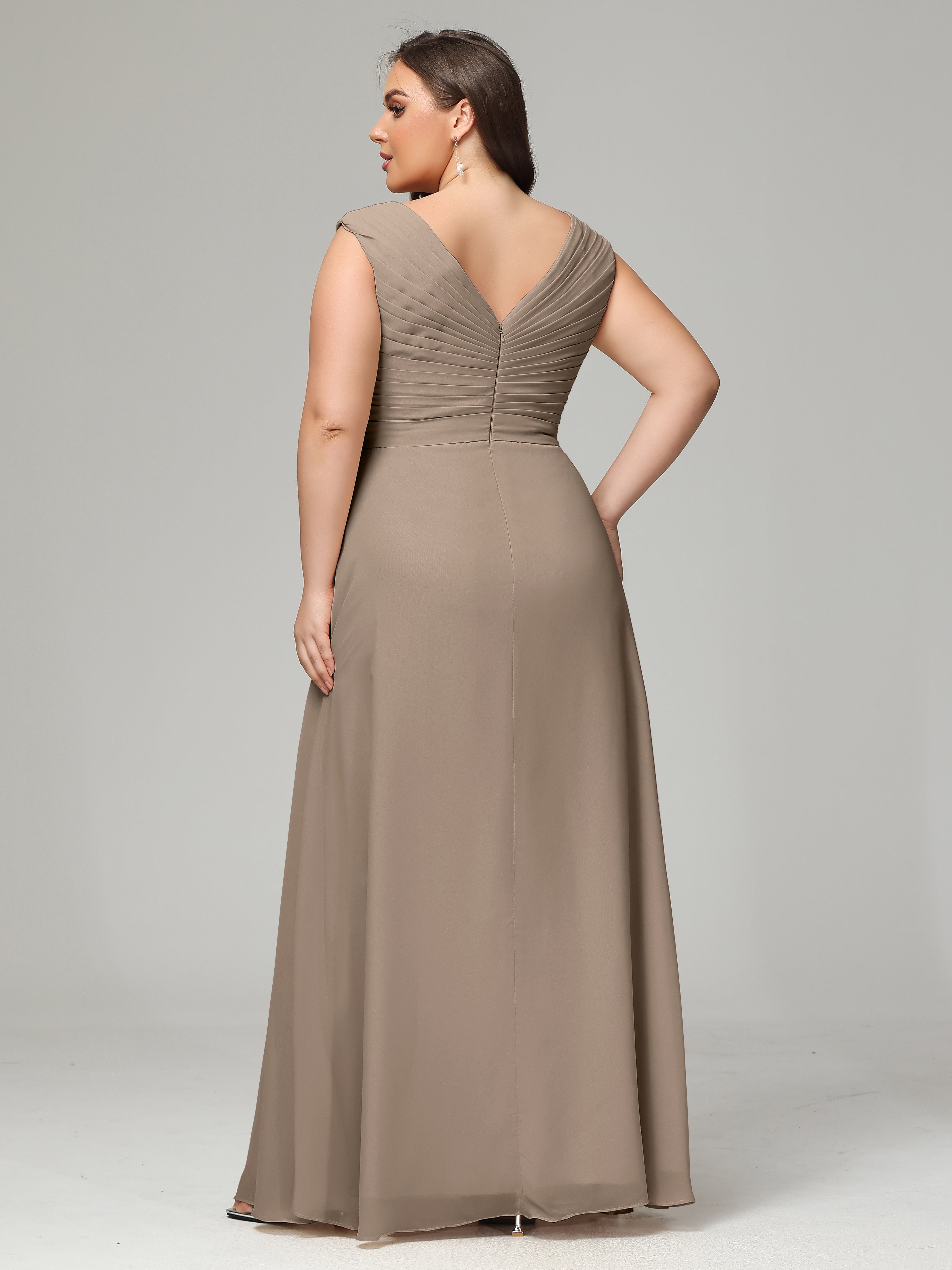 V-back Chiffon Bridesmaid Dress Plus Size