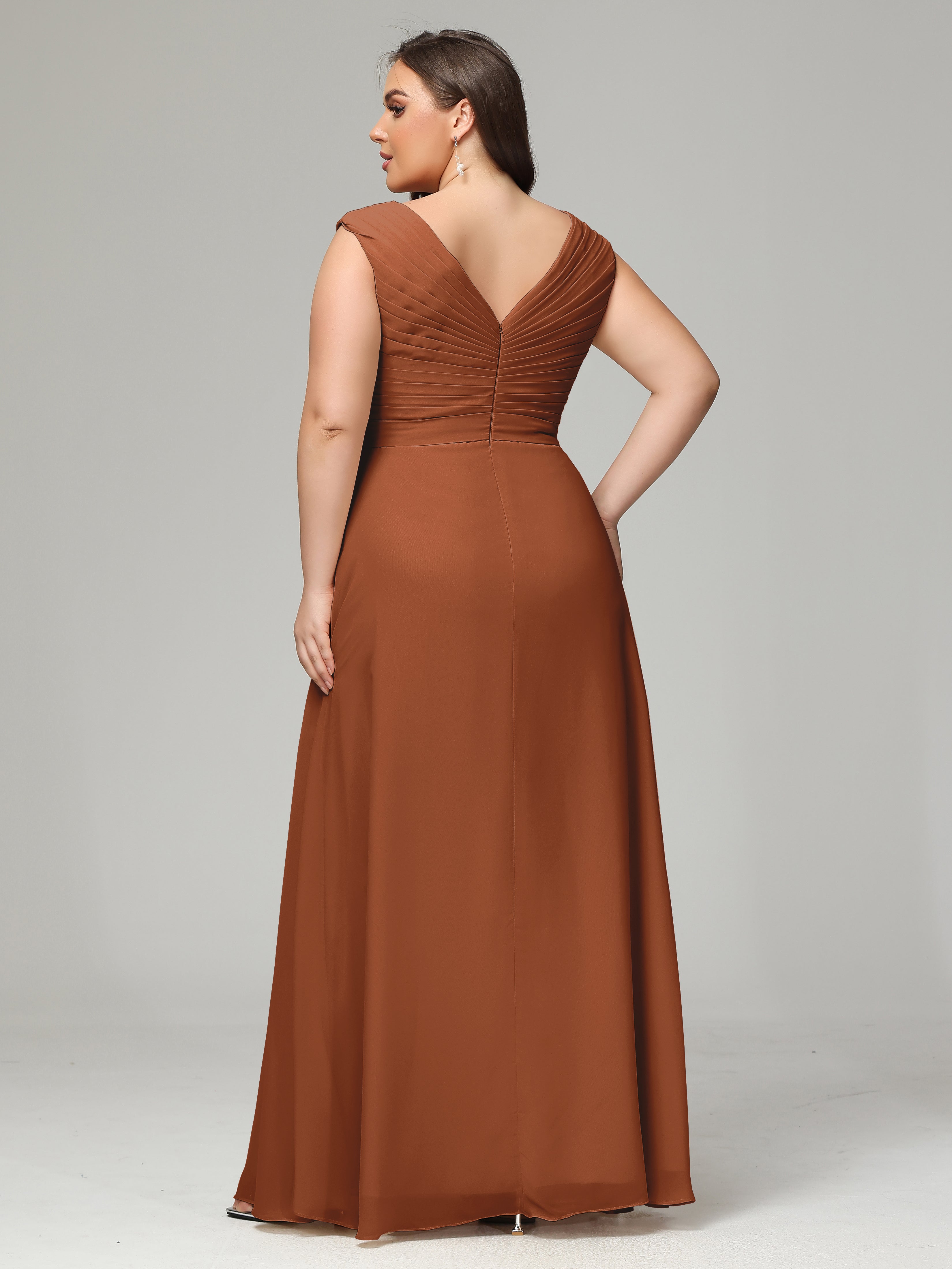 V-back Chiffon Bridesmaid Dress Plus Size