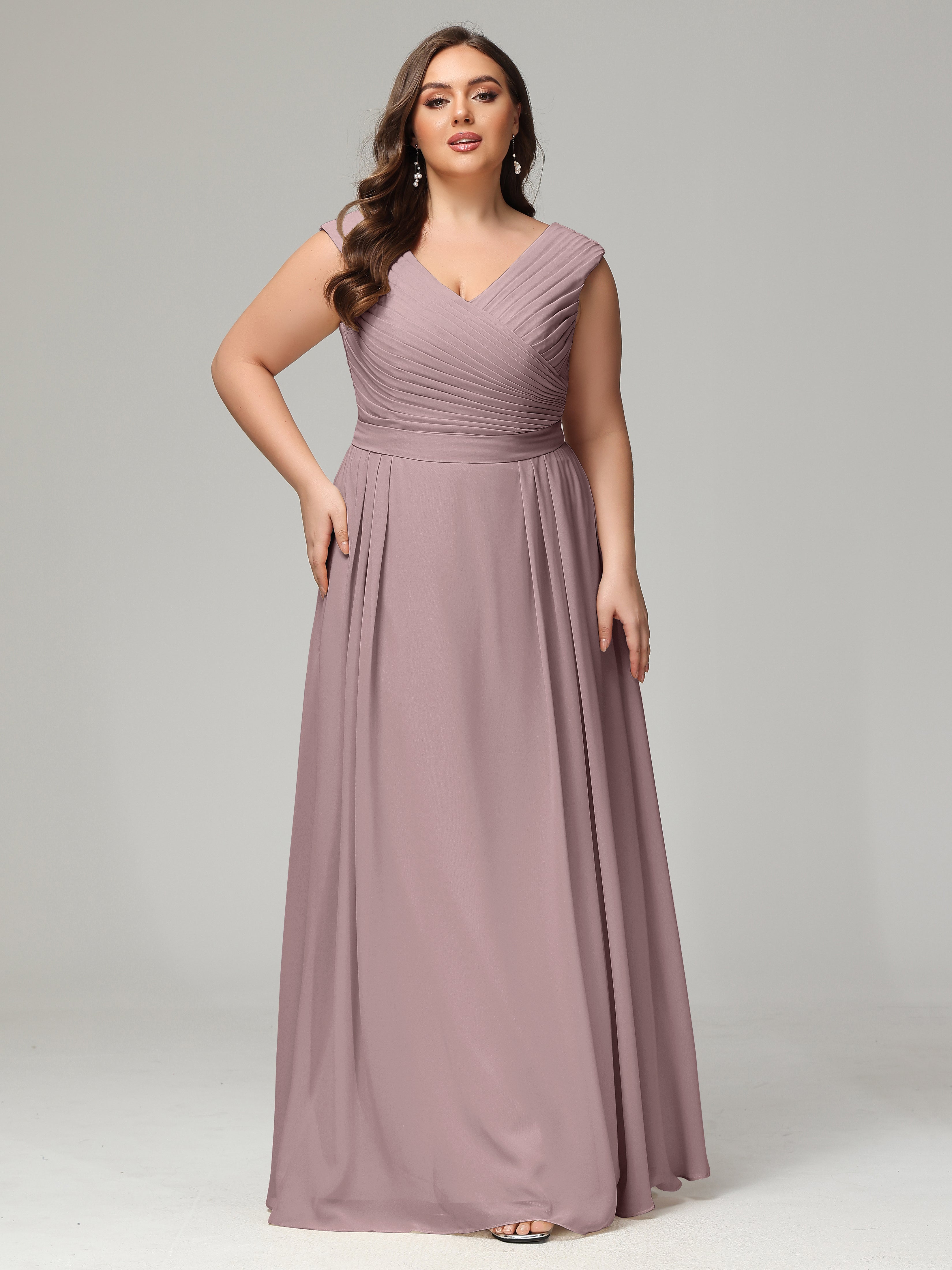 V-back Chiffon Bridesmaid Dress Plus Size