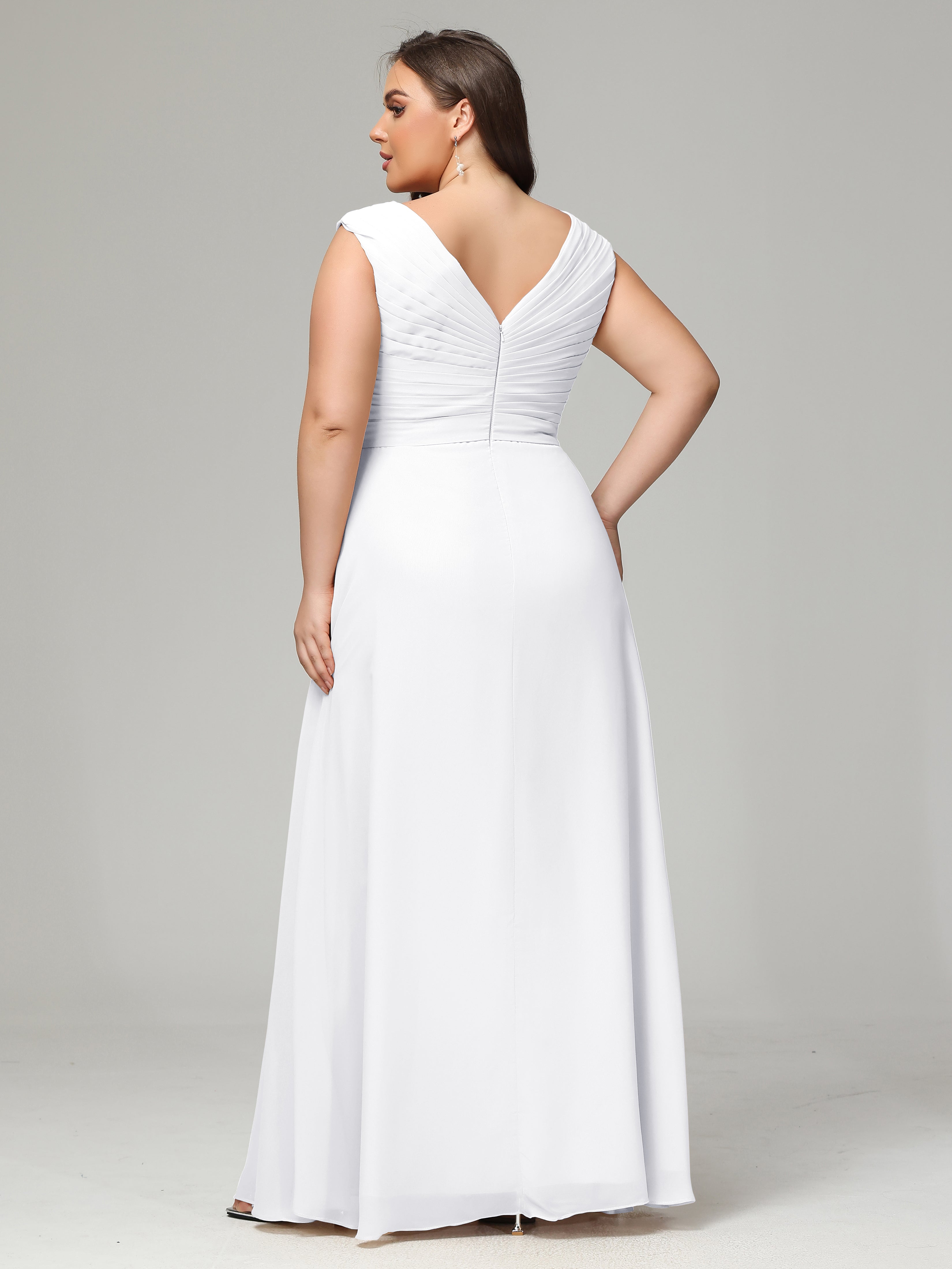 V-back Chiffon Bridesmaid Dress Plus Size