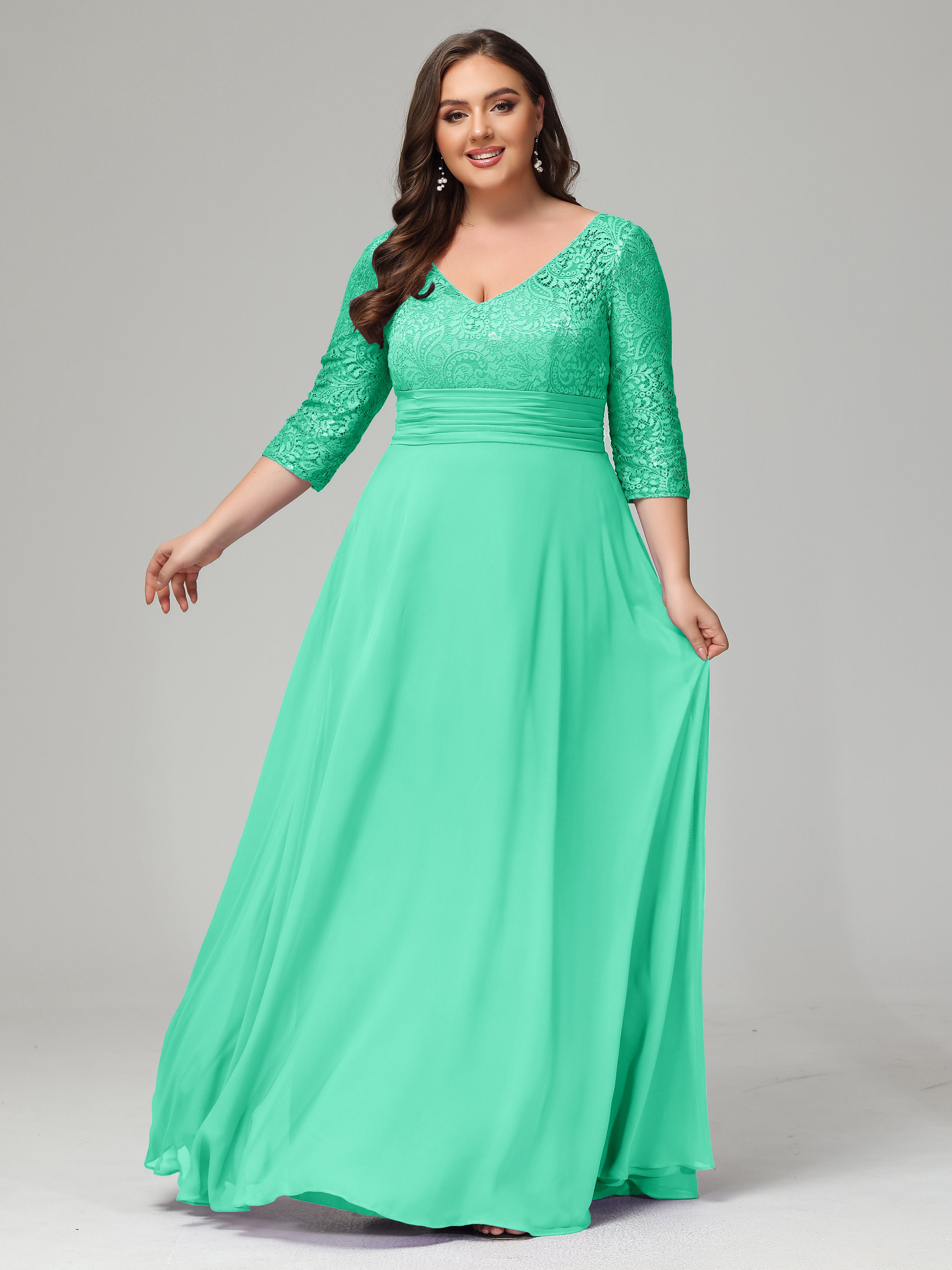 Plus size teal orders dresses with sleeves