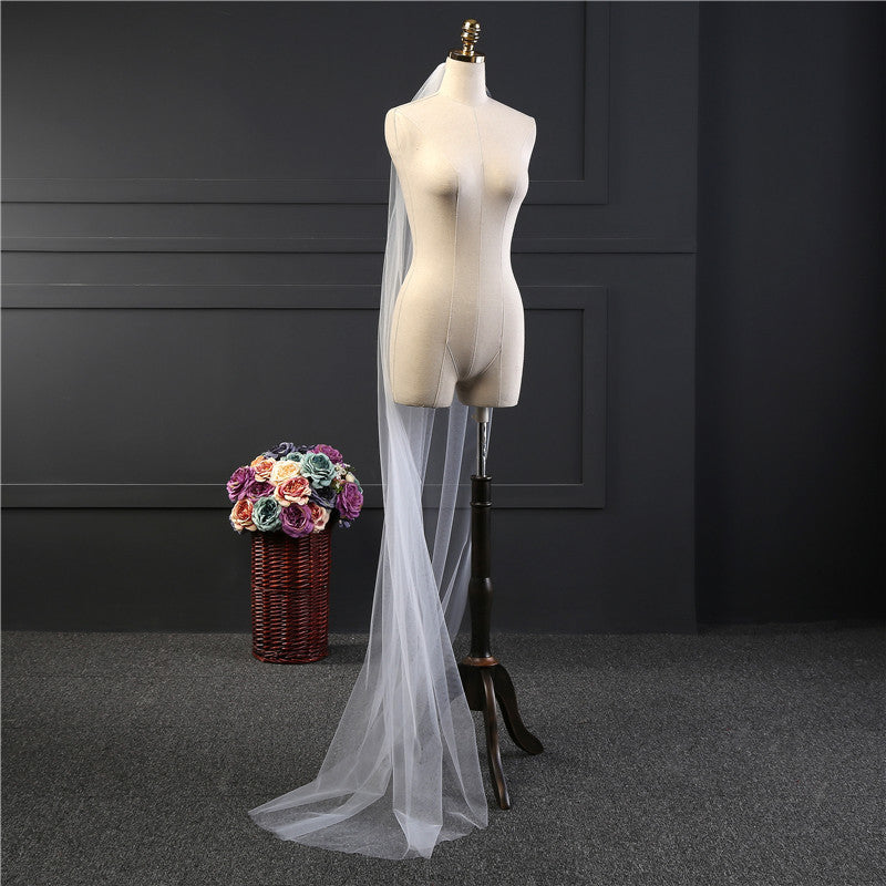 Wedding Veil One-Tier Tulle Cut Edge Chapel Veils TS91046