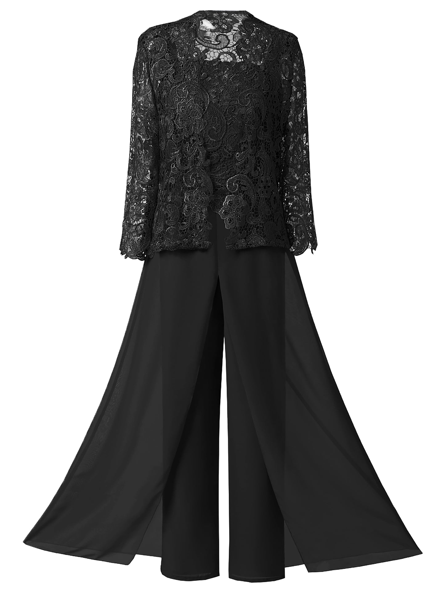  Black Mother of The Bride Pantsuit Petite 3/4 Long Sleeve Formal  Pant Set for Women Dressy US 2 : Clothing, Shoes & Jewelry