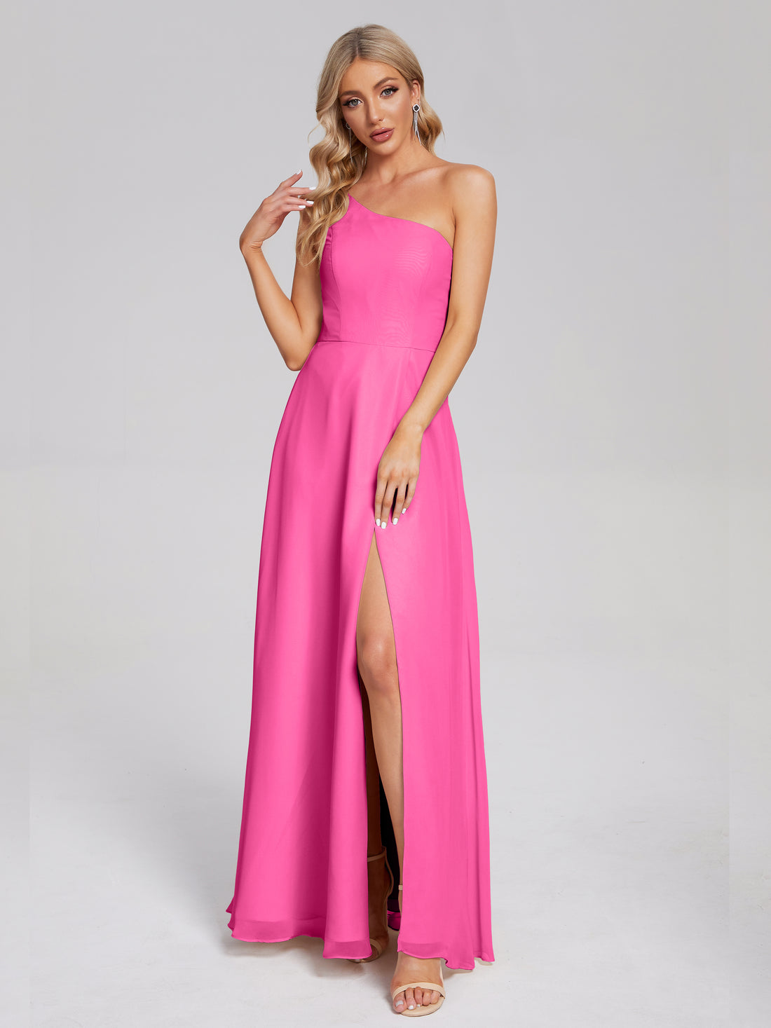 Talia One Shoulder Side Slit Chiffon Bridesmaid Dress