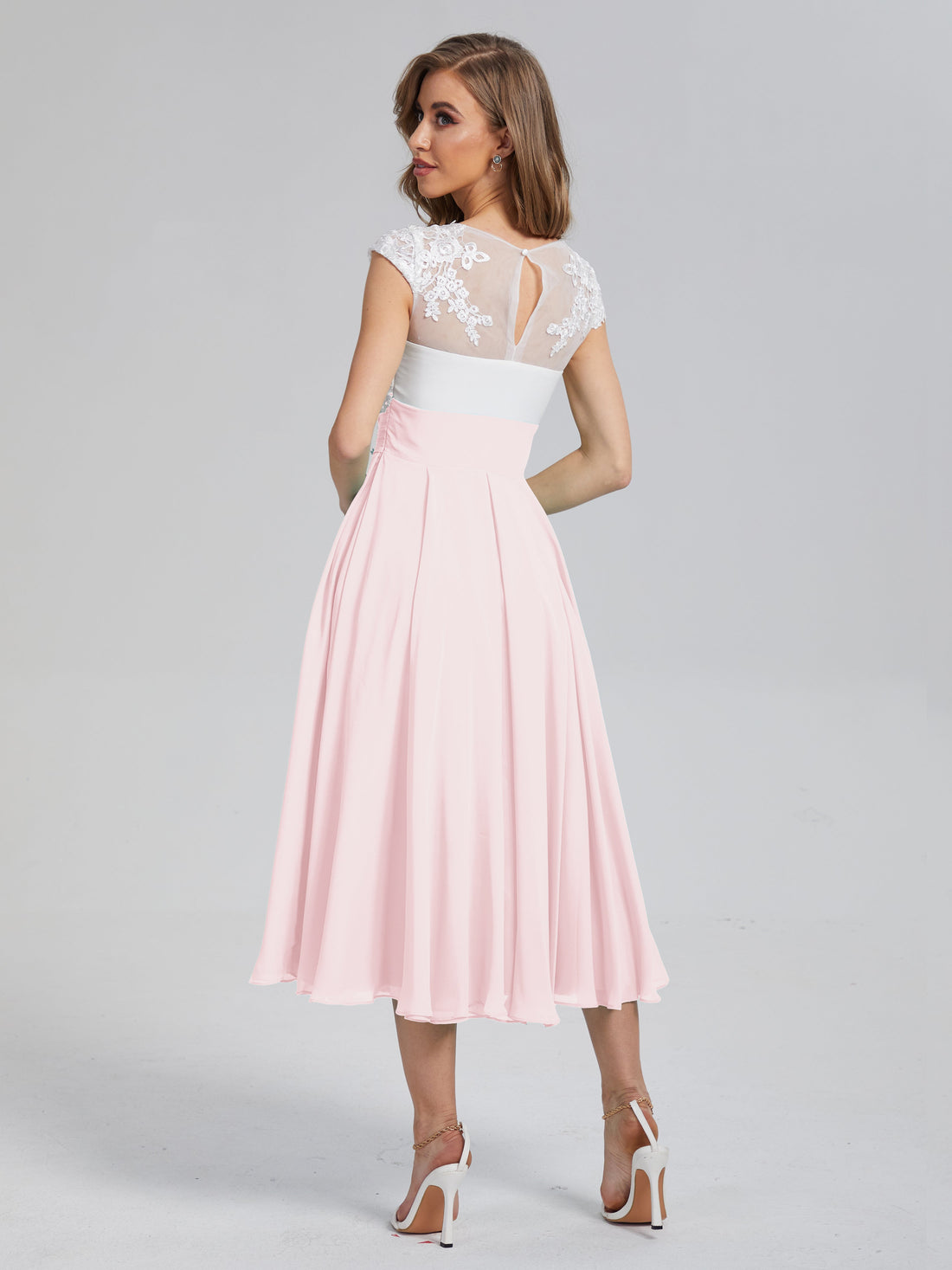 72 Colors: V-neck Tea Length Mother of the Bride Dress | Cicinia