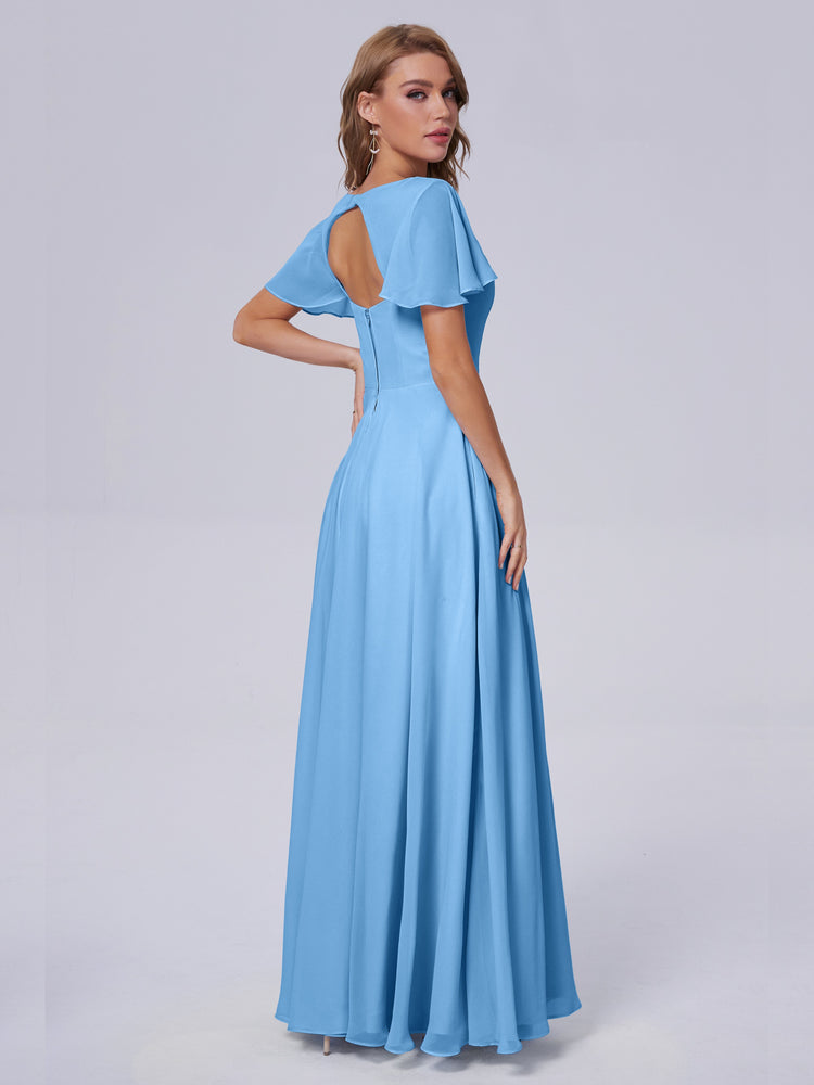 66 Colors: Adorable V Neck Ruffles Bridesmaid Dresses | Cicinia