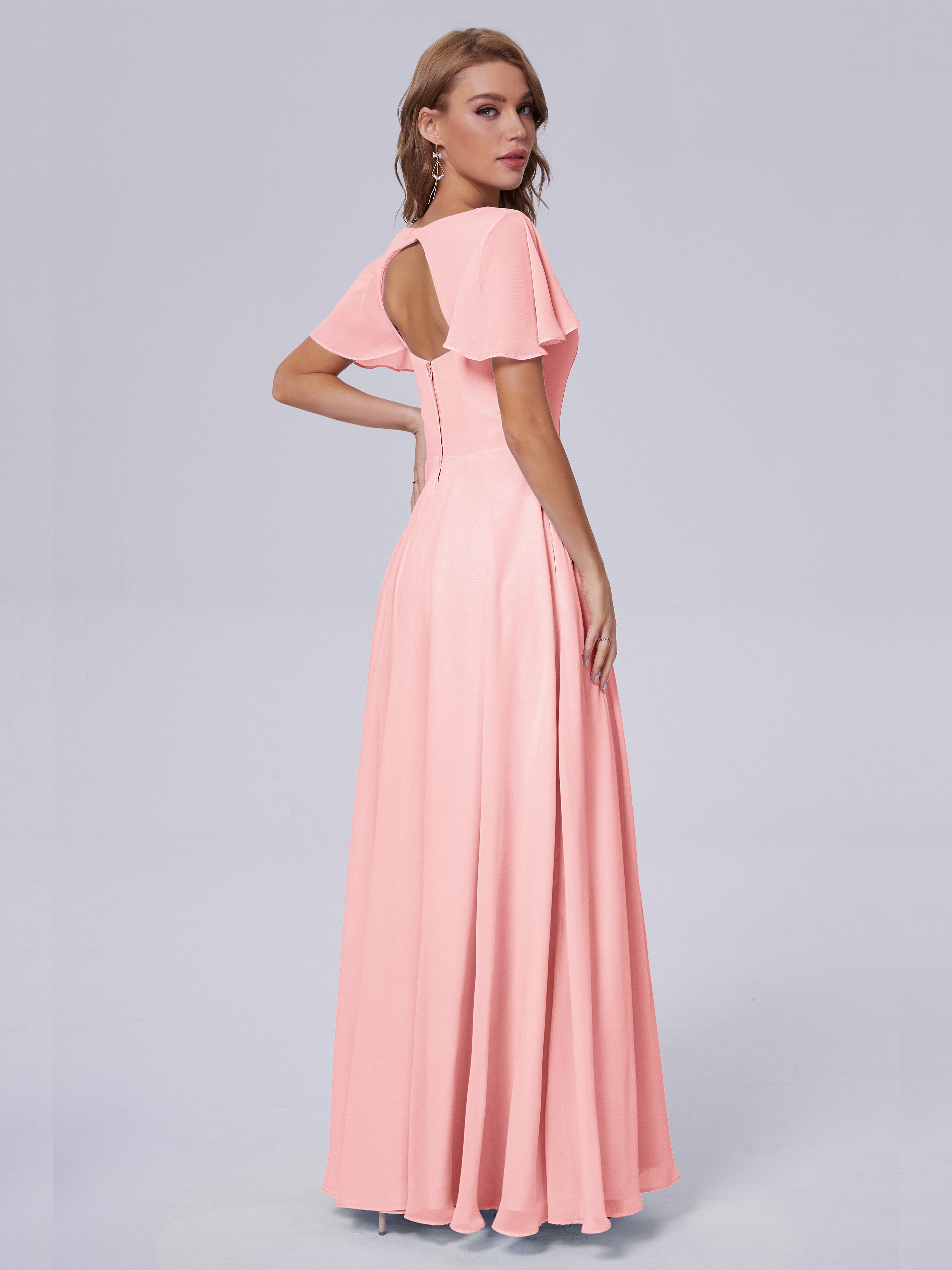 66 Colors: Adorable V Neck Ruffles Bridesmaid Dresses | Cicinia