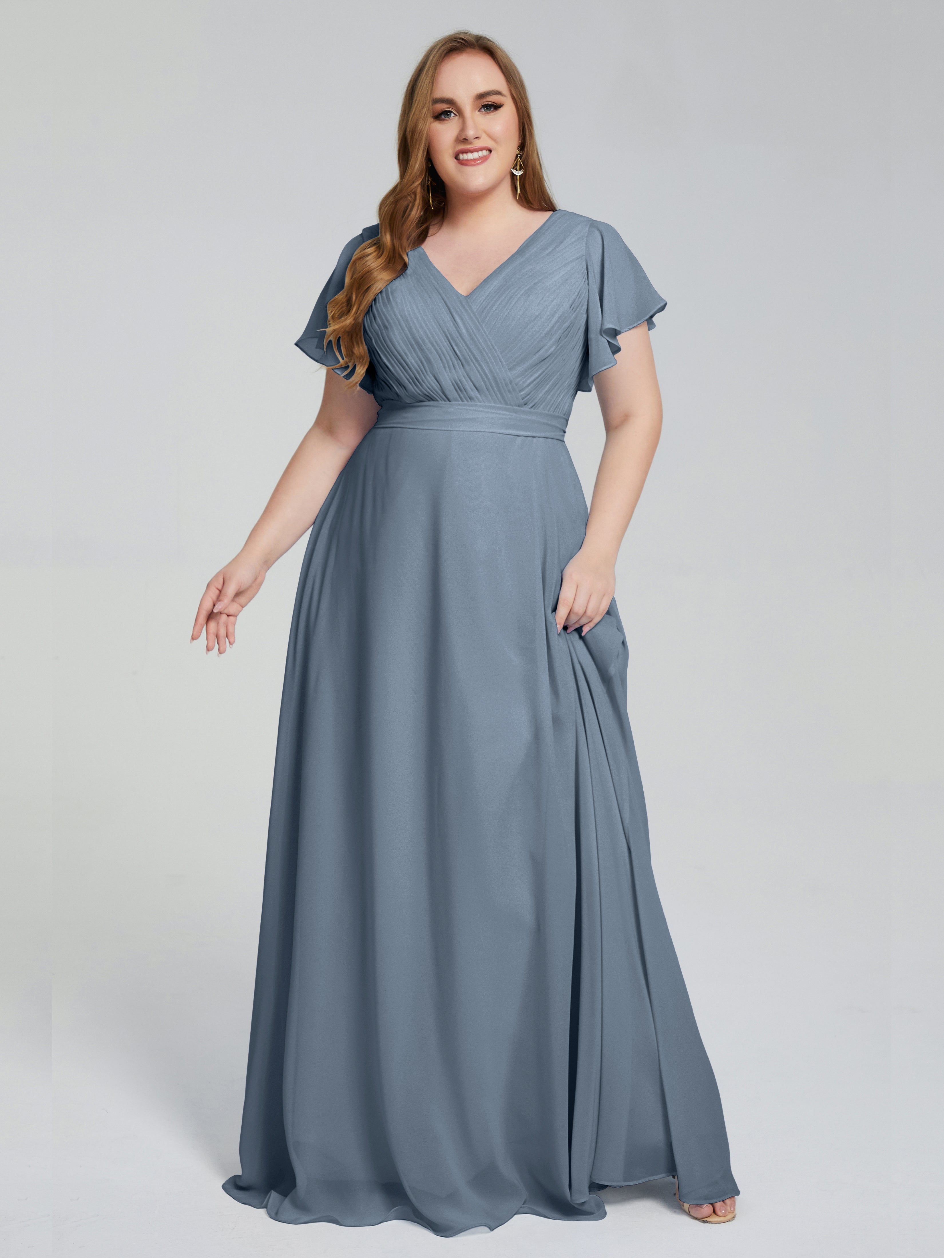 Plus Size Long Bridesmaid Dresses with Sleeves