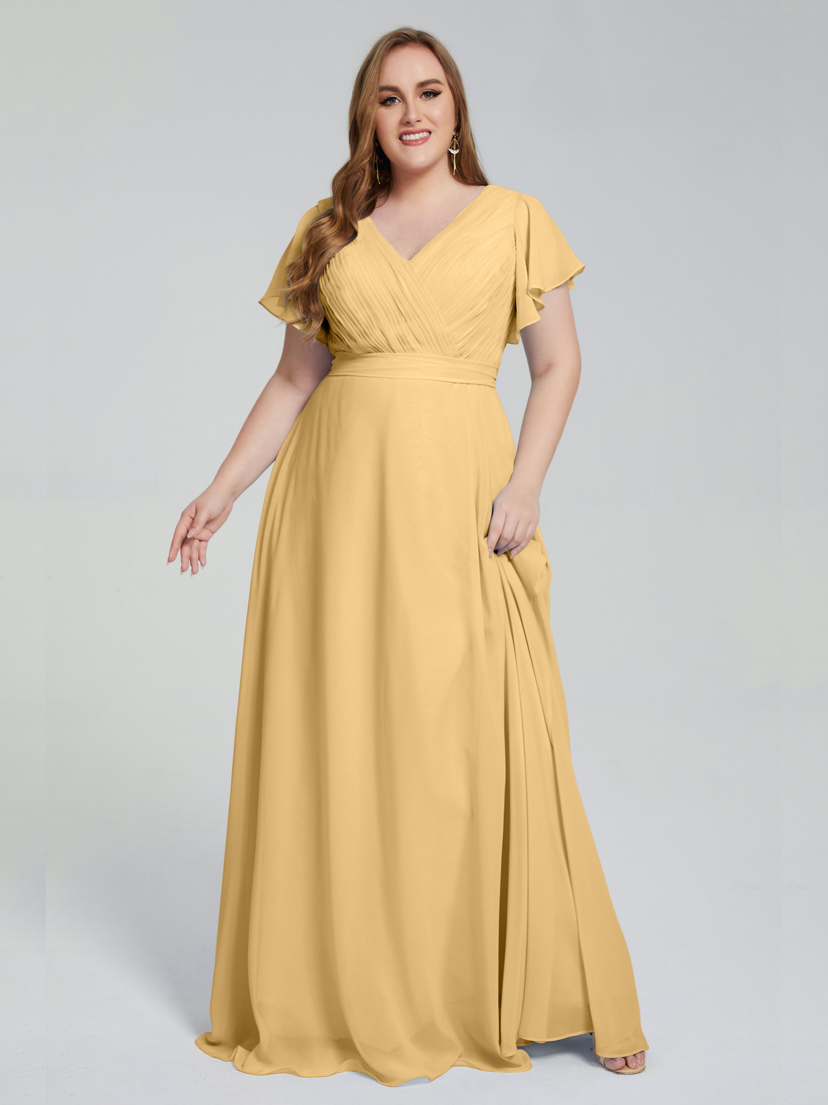 Plus size yellow shops bridesmaid dresses