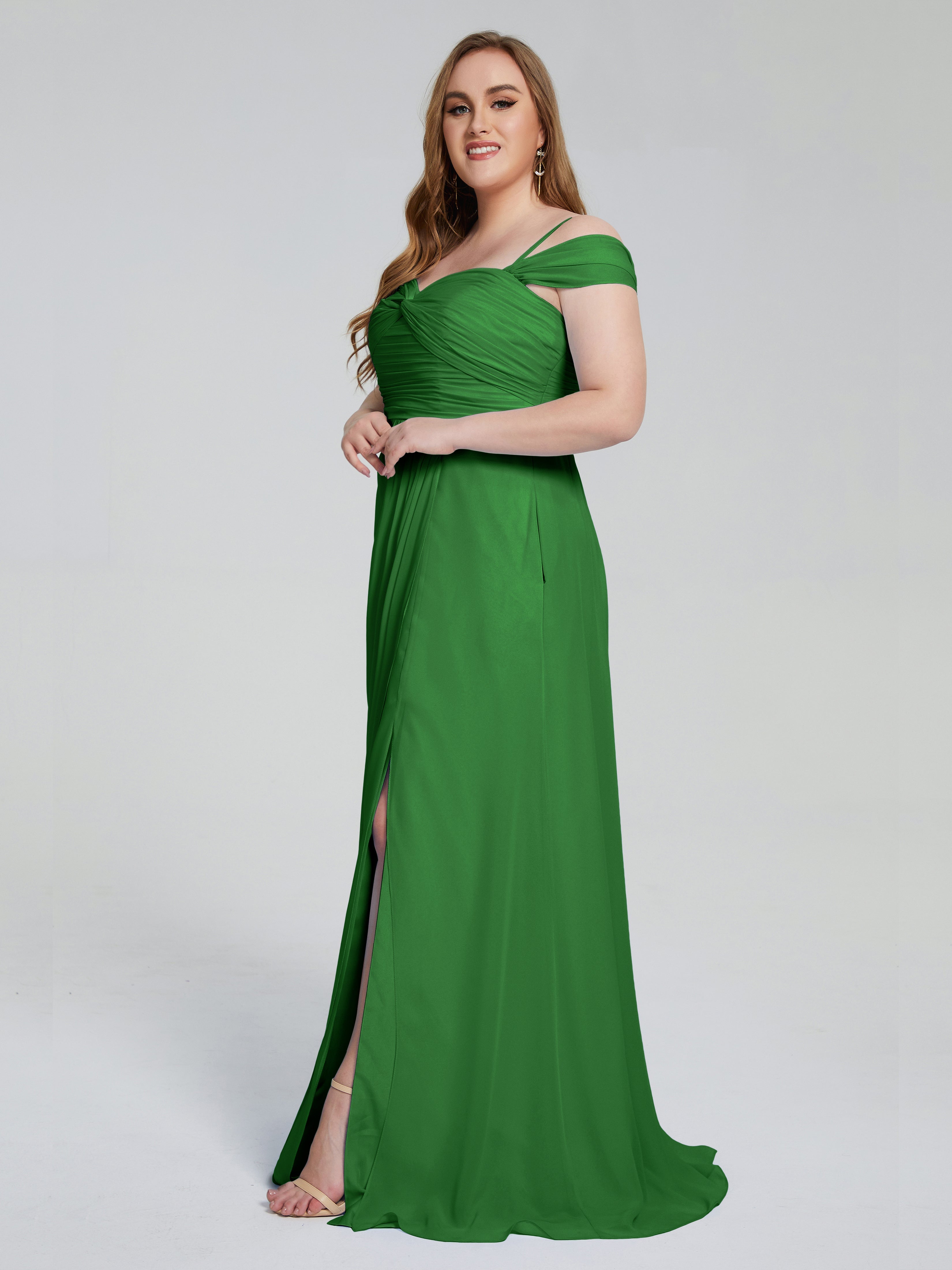 Cicinia Elegant Straps Split Plus Size Bridesmaid Dresses Olive Green