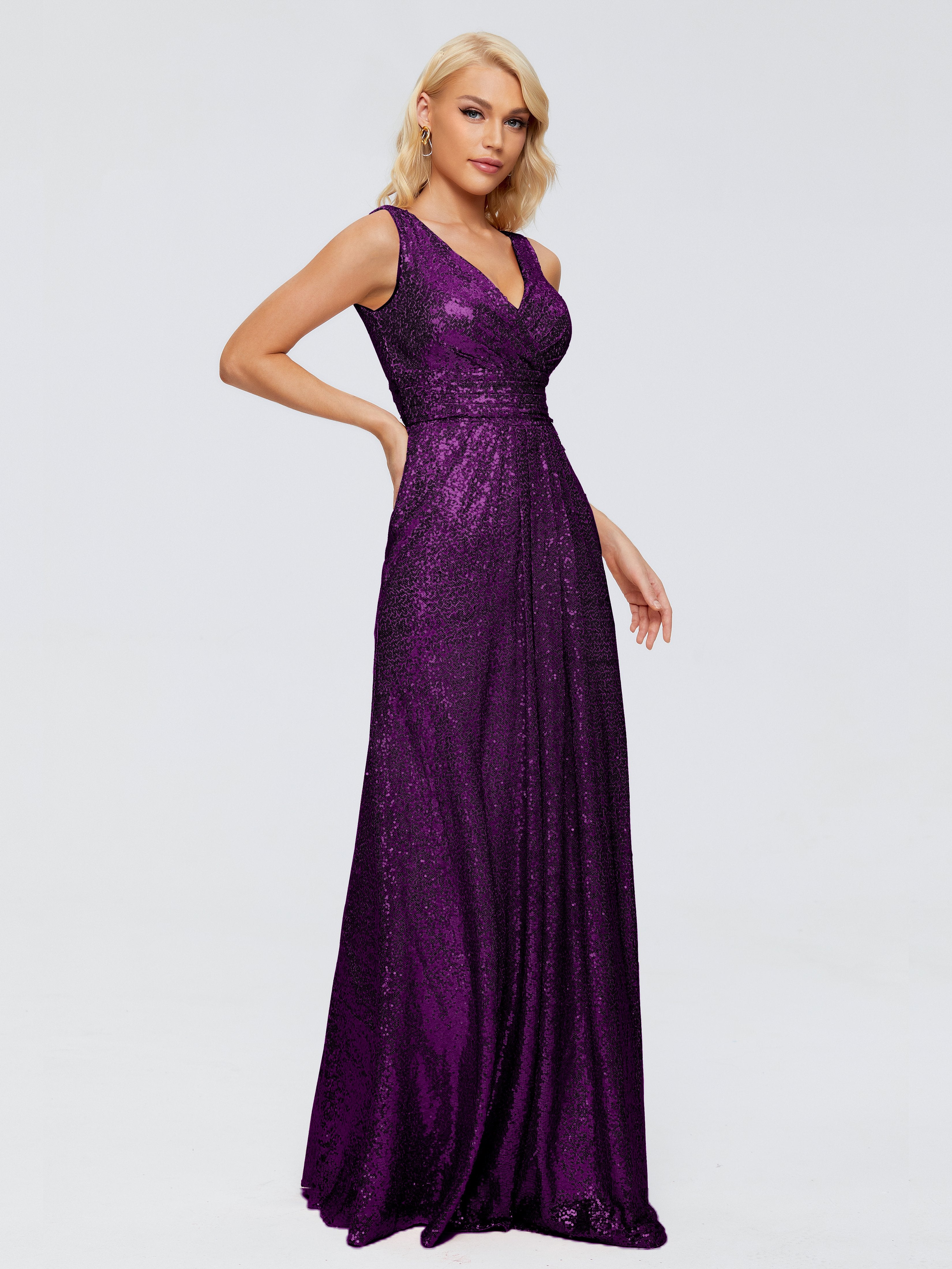 Alyssa Straps V back Sequins Bridesmaid Dress