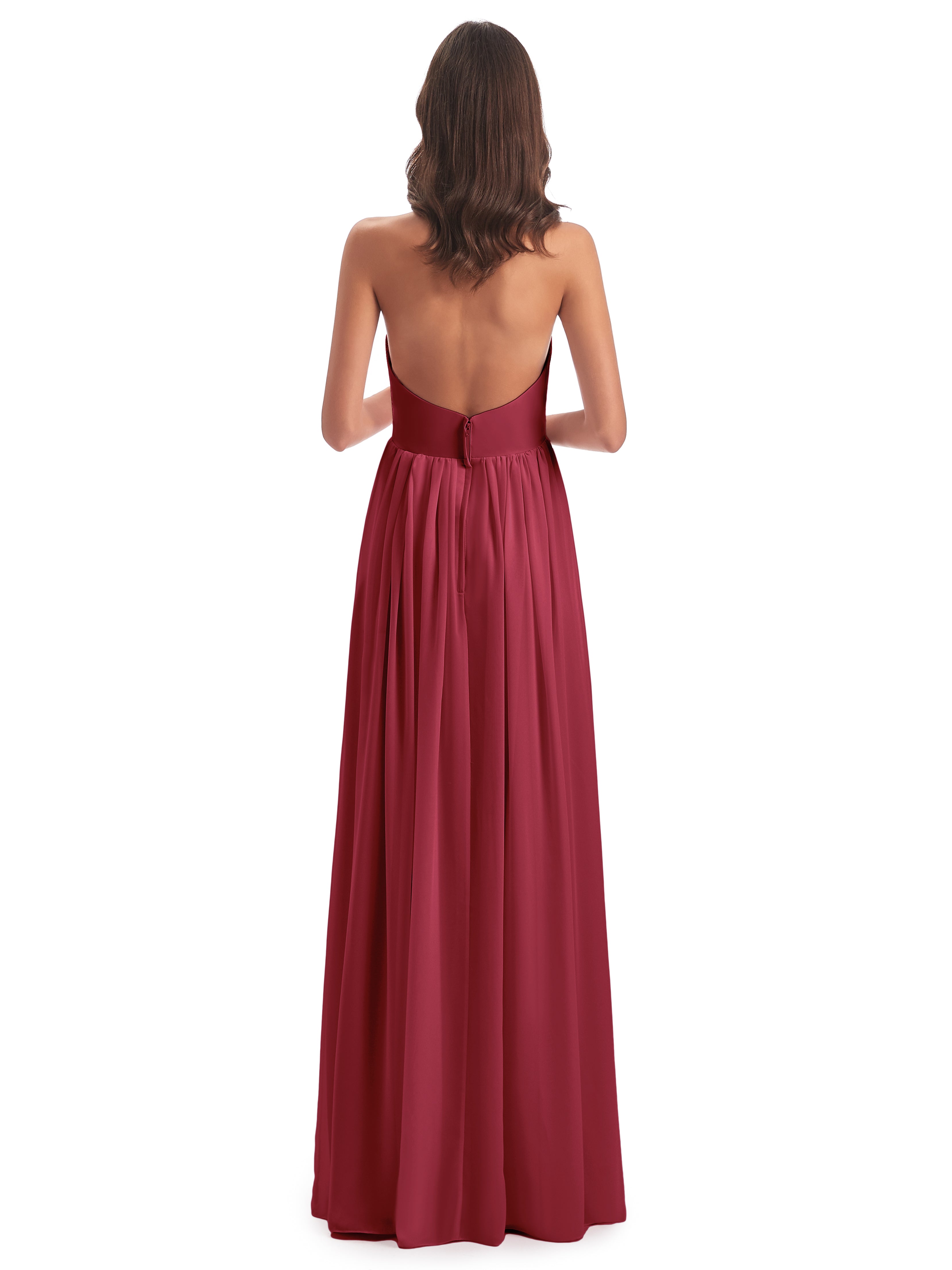 Camila A-line Halter Pleating Long Bridesmaid Dresses