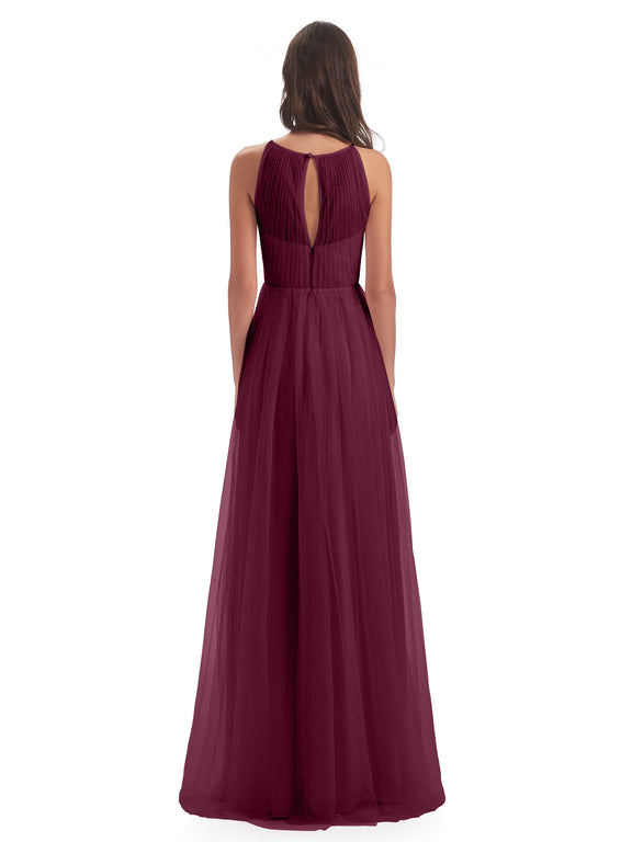 Carla Floor Length Halter Tulle Bridesmaid Dresses