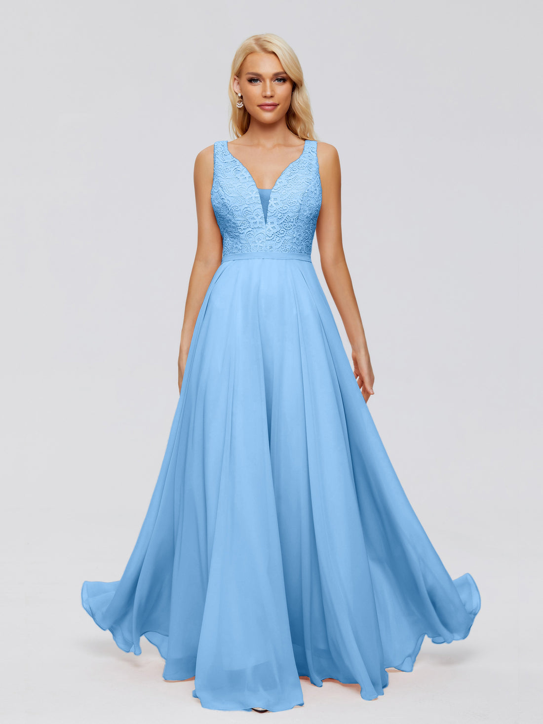 Eliza V Neck Straps Chiffon Bridesmaid Dresses