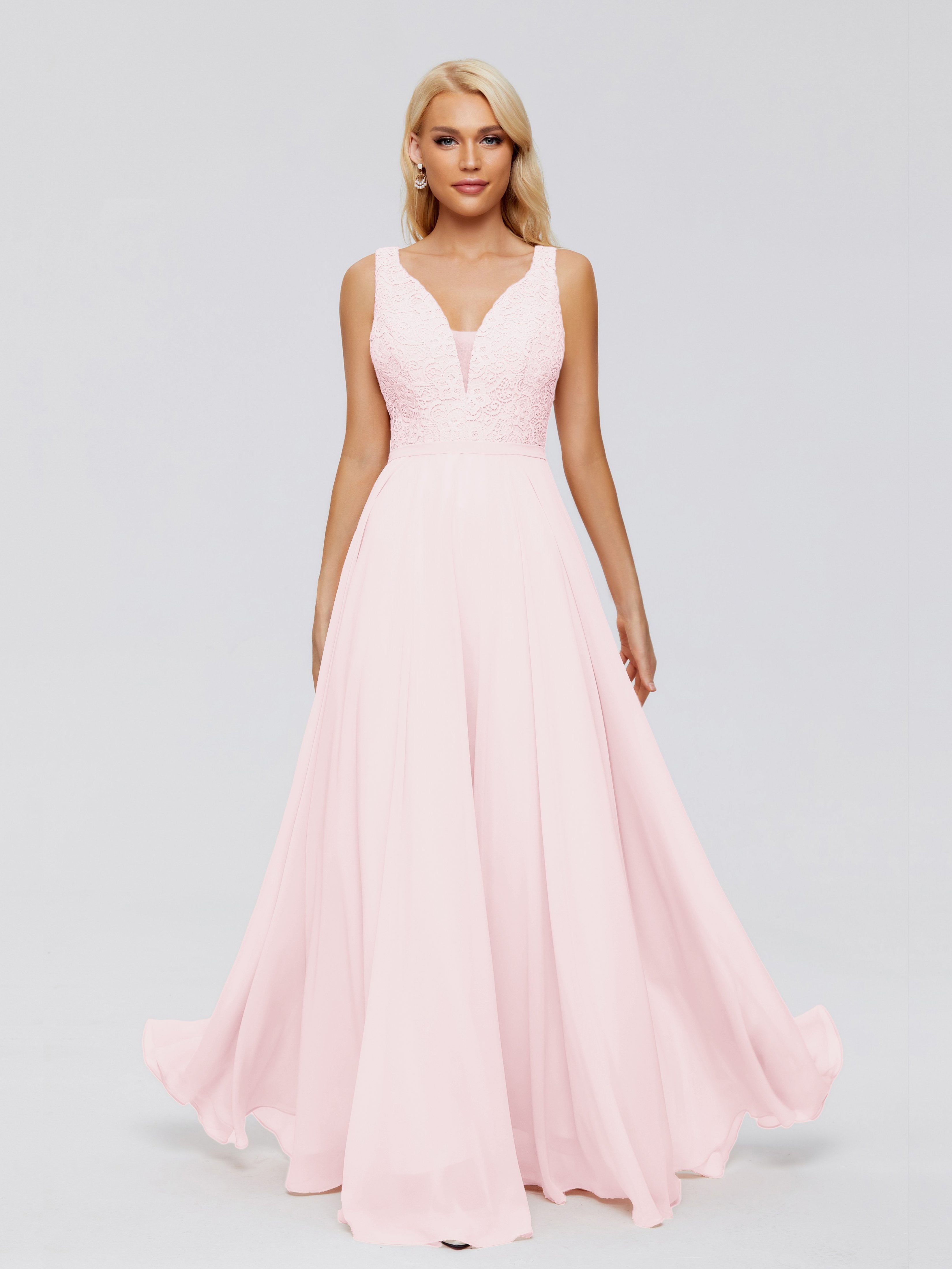 Eliza V Neck Straps Chiffon Bridesmaid Dresses