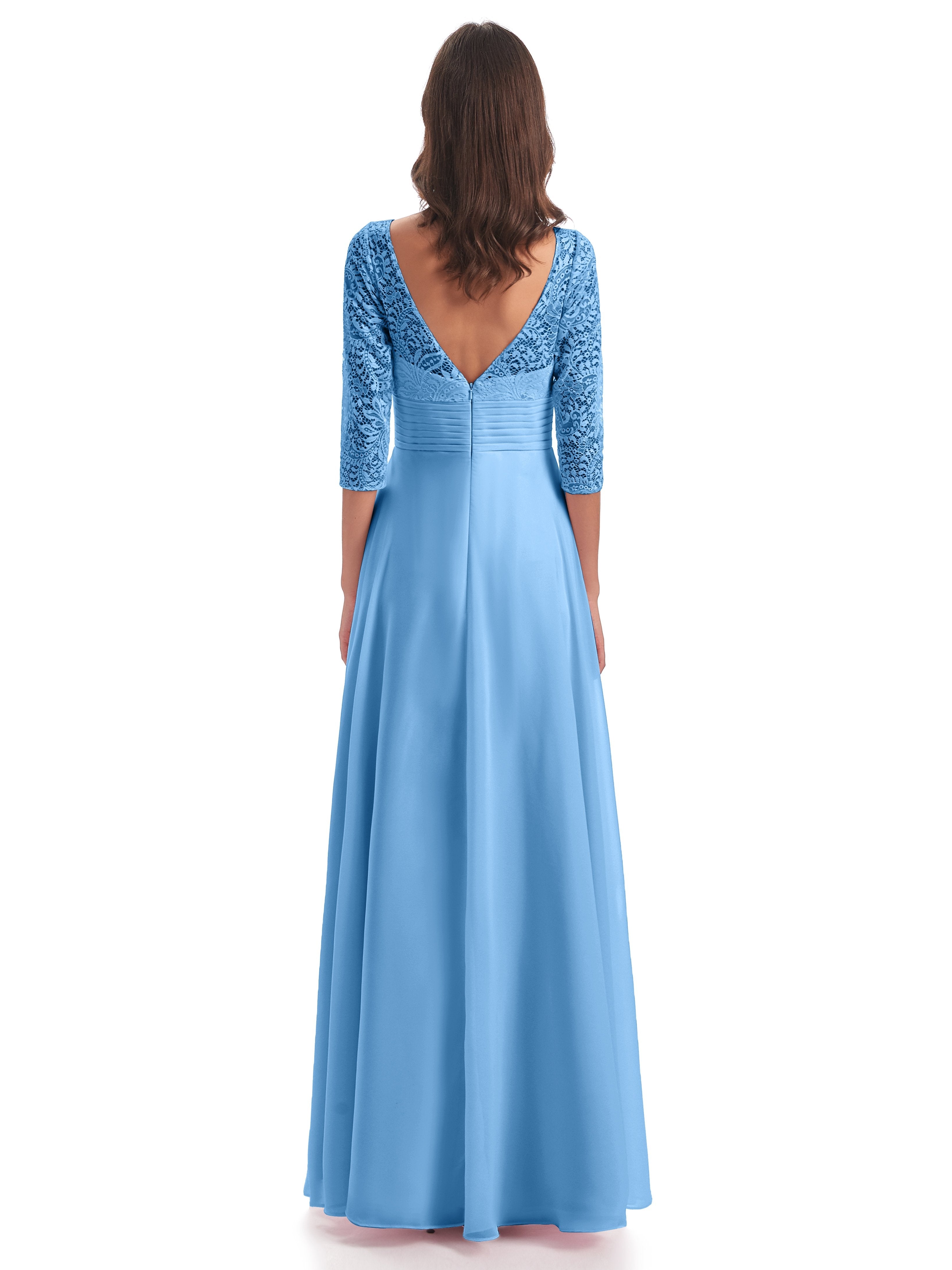 Florence V-Neck 3/4 Length Sleeves Lace Bridesmaid Dresses