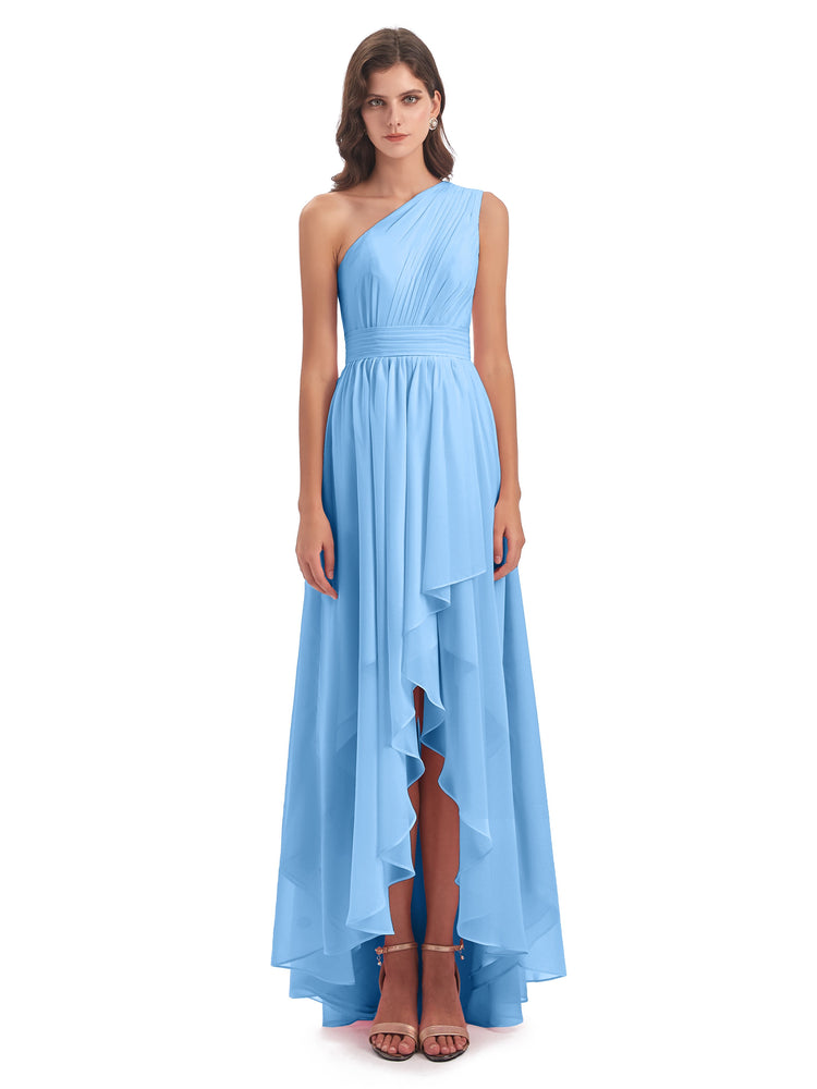 Monserrat One Shoulder High Low Chiffon Bridesmaid Dresses