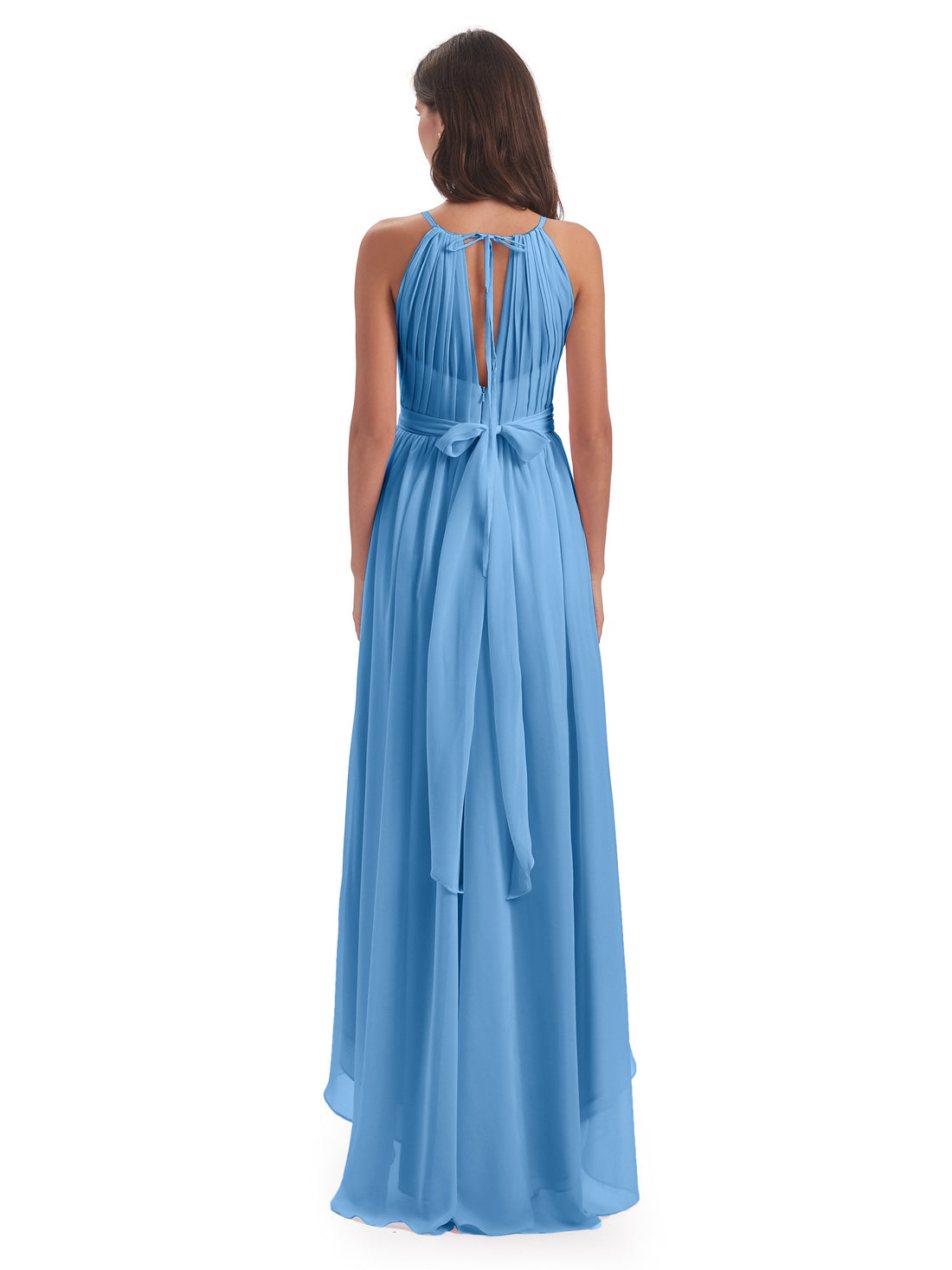 Oaklee Asymmetrical High Low Halter Chiffon Bridesmaid Dresses