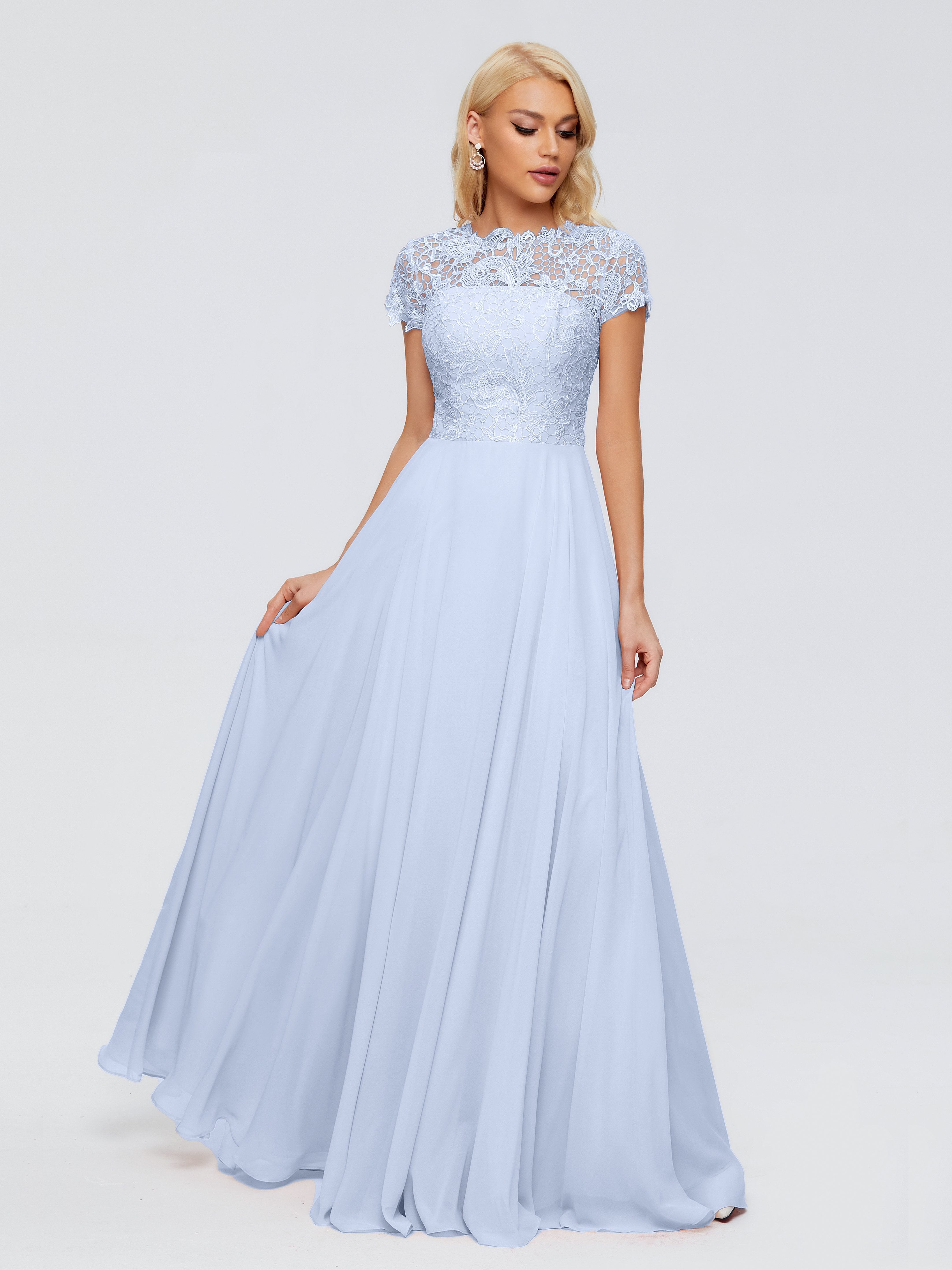 Light blue bridesmaid dresses with sleeves on sale