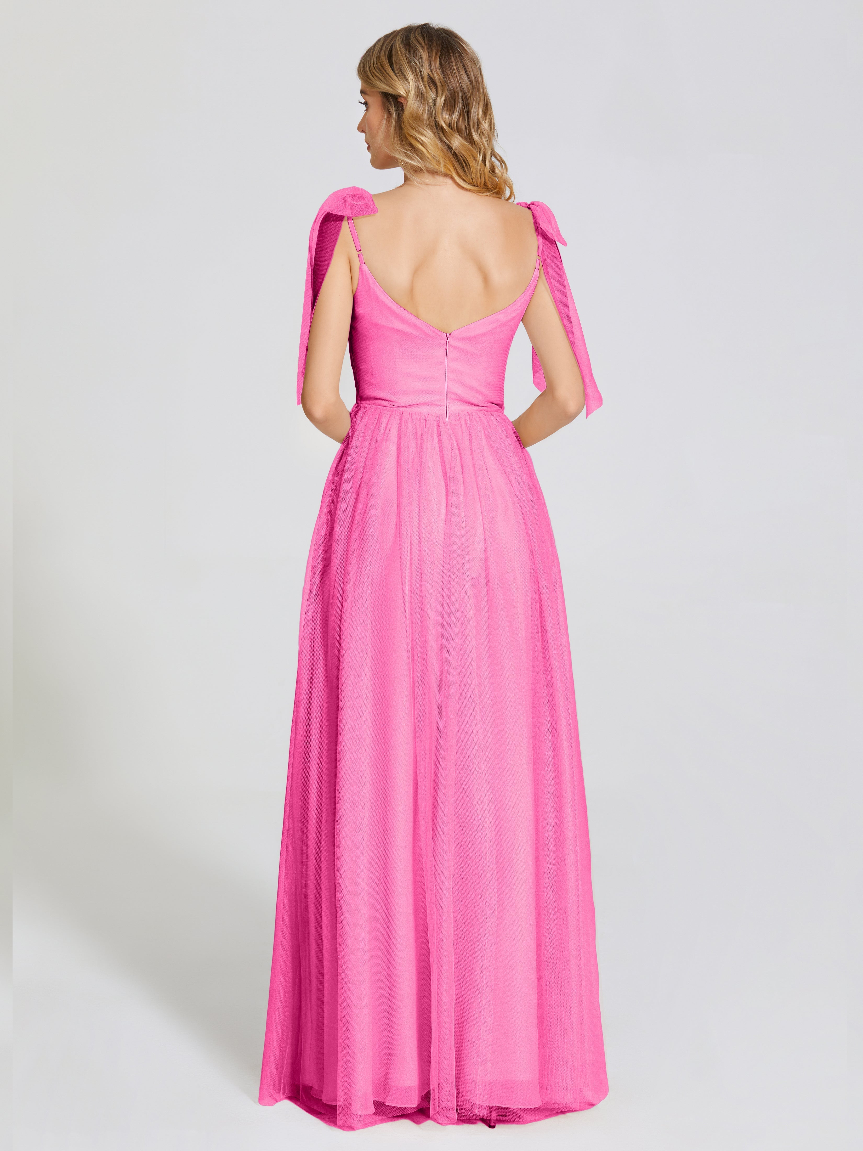 Diana Detachable Bow Knot Straps Tulle Bridesmaid Dress