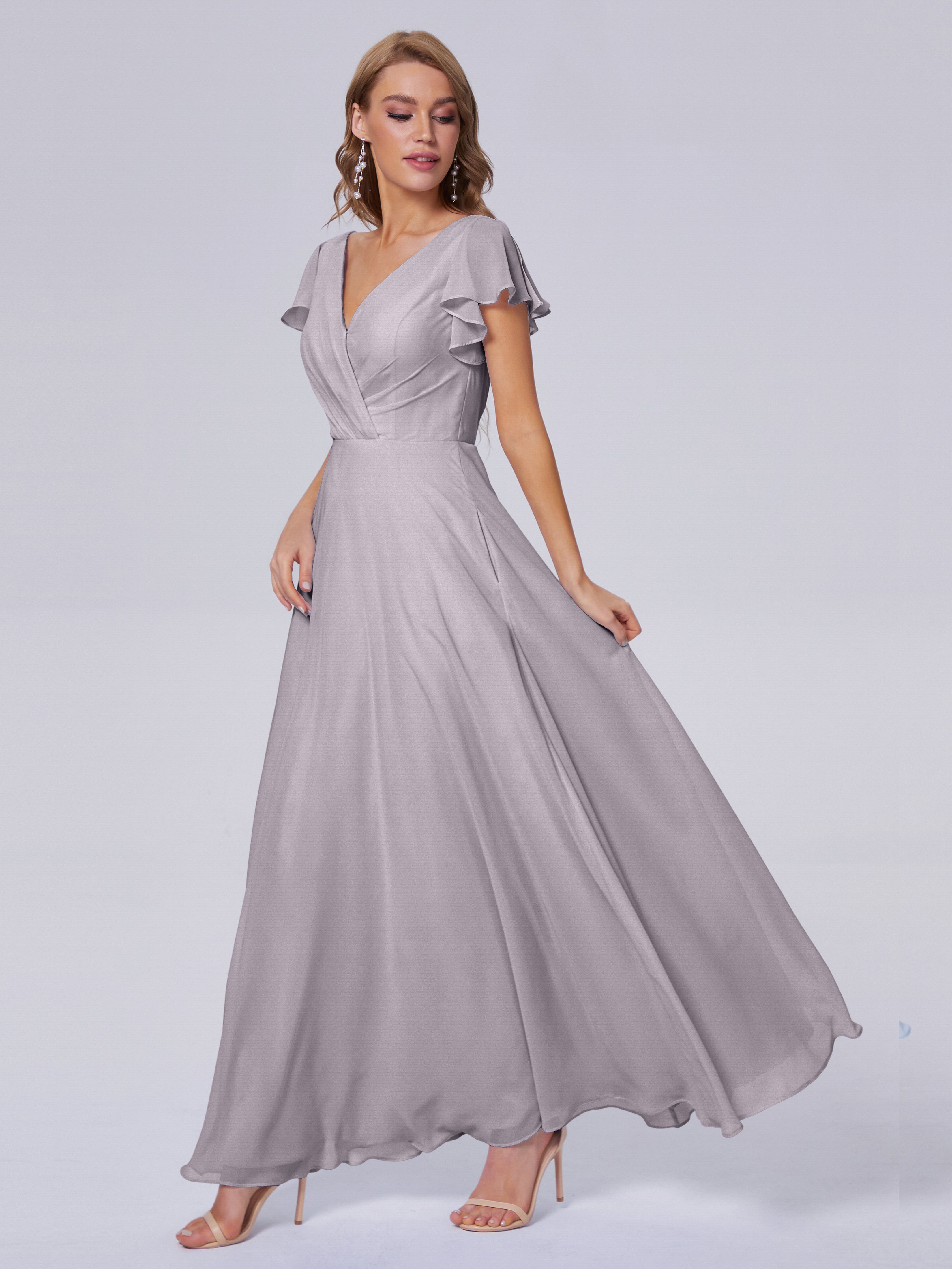 66 Colors: Adorable V Neck Ruffles Bridesmaid Dresses | Cicinia