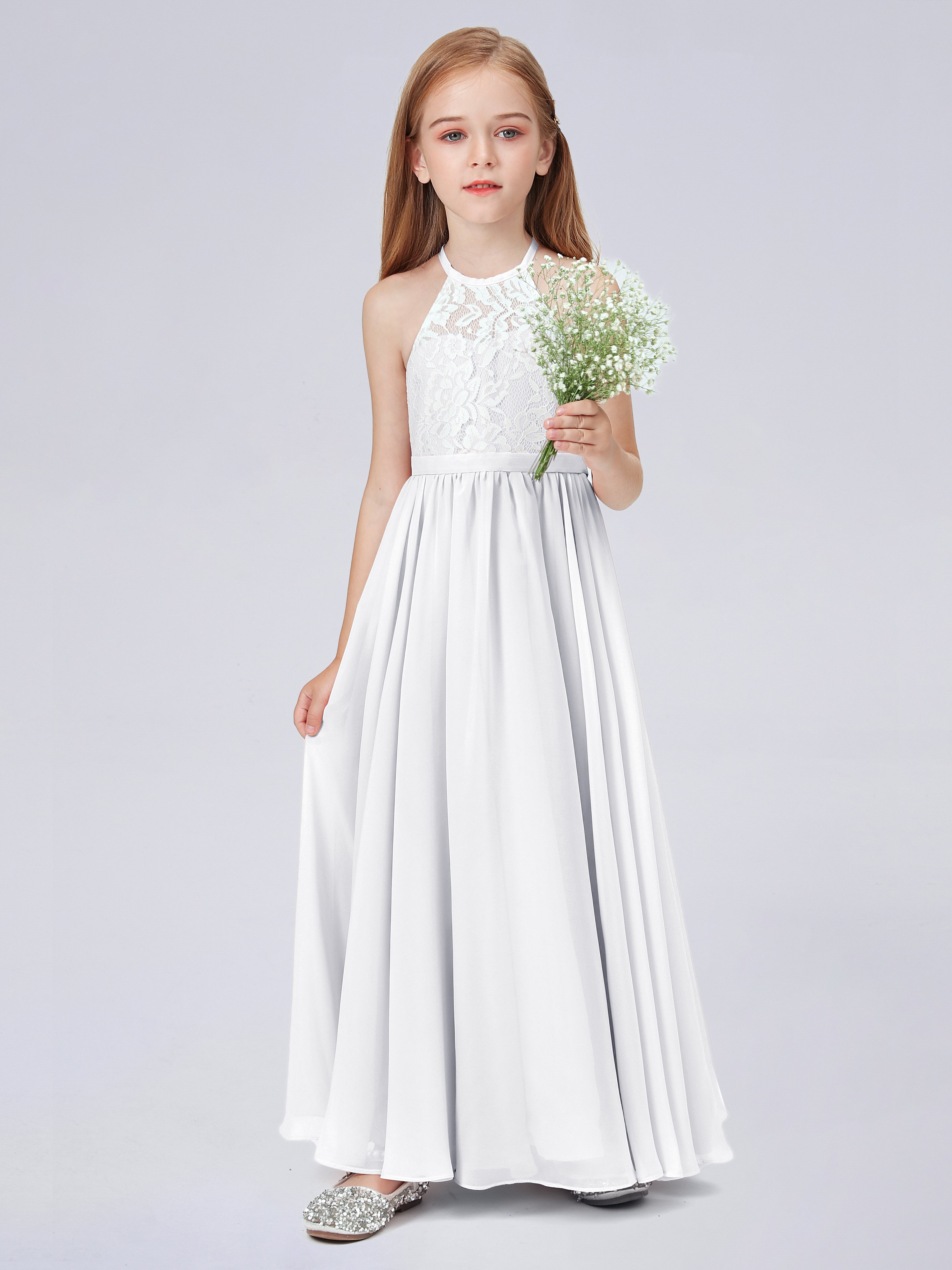 Junior white lace fashion dress